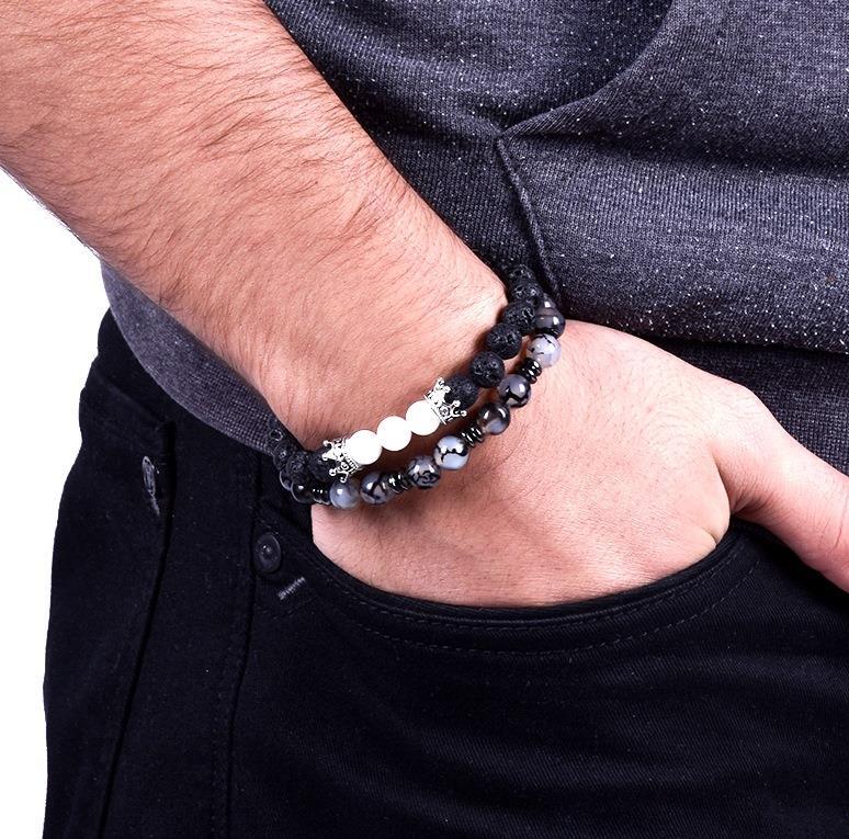 BileklikJTKB19091 JANTİ AQUAMARIN AKİK LAV DOĞAL TAŞLI KOMBİN BİLEKLİKJanti