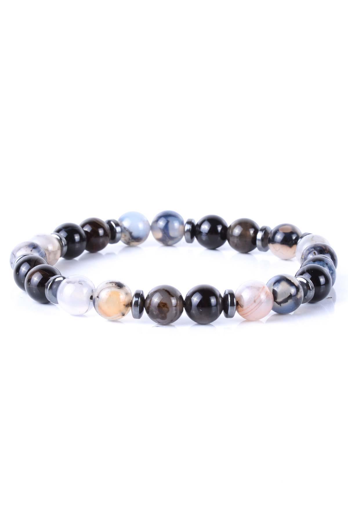 BileklikJTKB20023 JANTİ DOĞAL TAŞ ve DERİ KOMBİN BİLEKLİKJanti