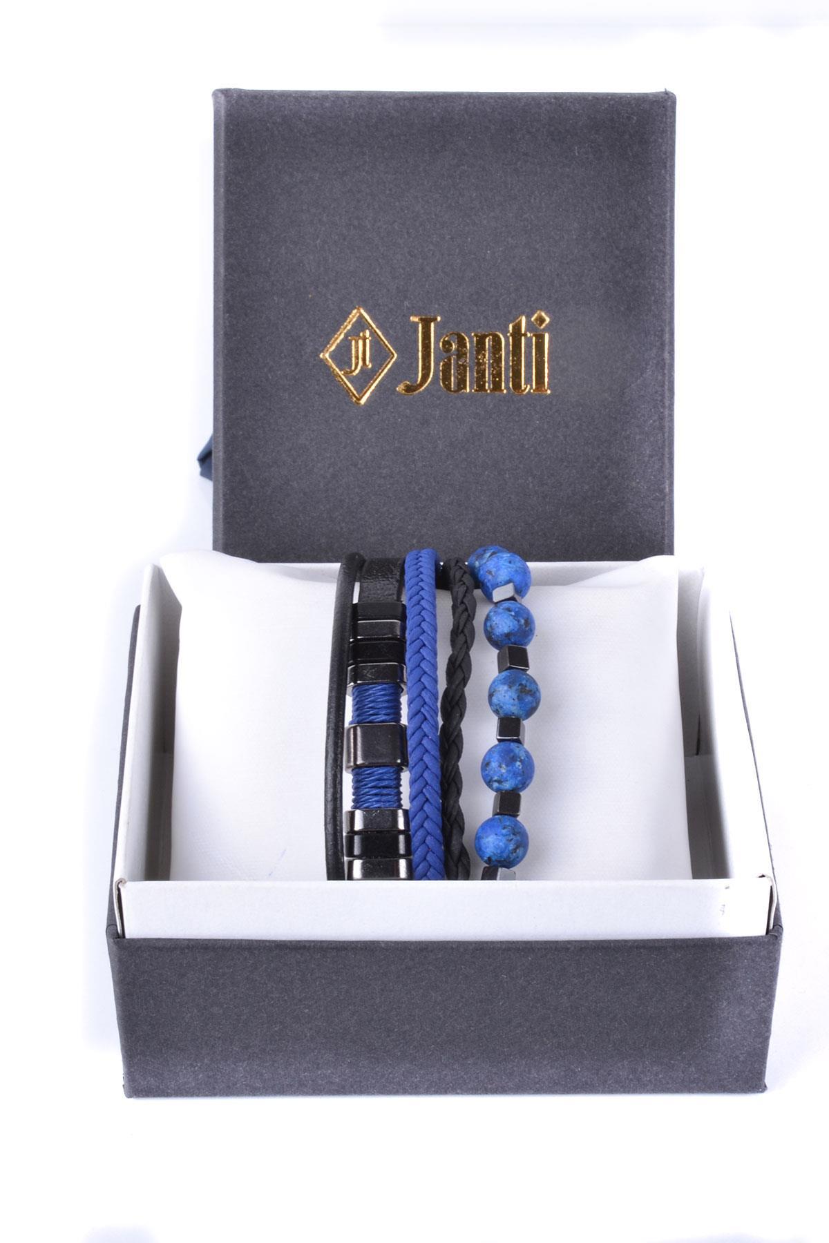 BileklikJTKB20043 JANTİ DOĞAL TAŞ ve DERİ KOMBİN BİLEKLİKJanti