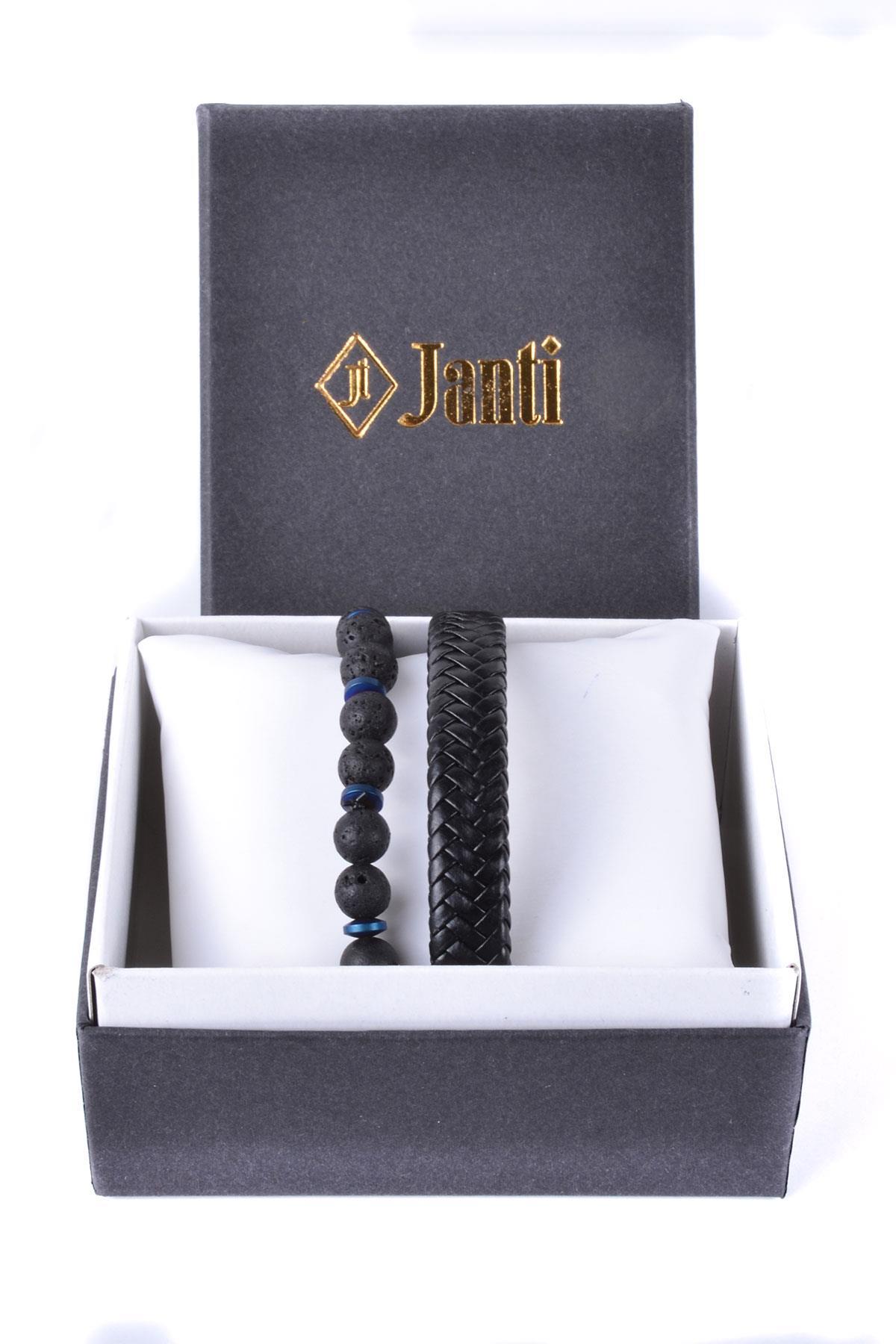 BileklikJTKB20061 DOĞAL TAŞ ve DERİ KOMBİN BİLEKLİKJanti