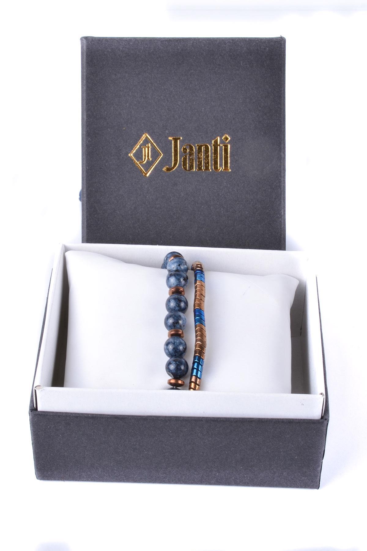 BileklikJTKB20065 DOĞAL TAŞ ve DERİ KOMBİN BİLEKLİKJanti