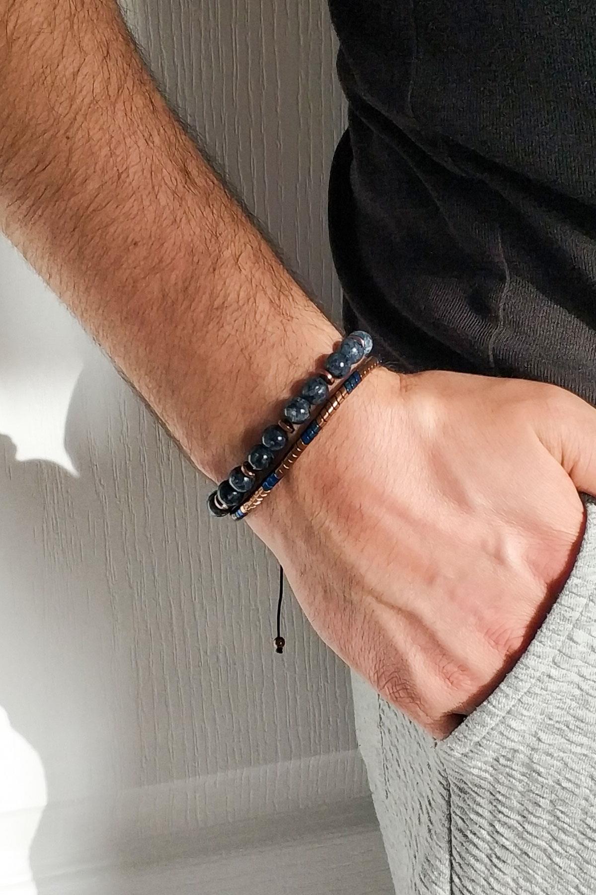 BileklikJTKB20065 DOĞAL TAŞ ve DERİ KOMBİN BİLEKLİKJanti