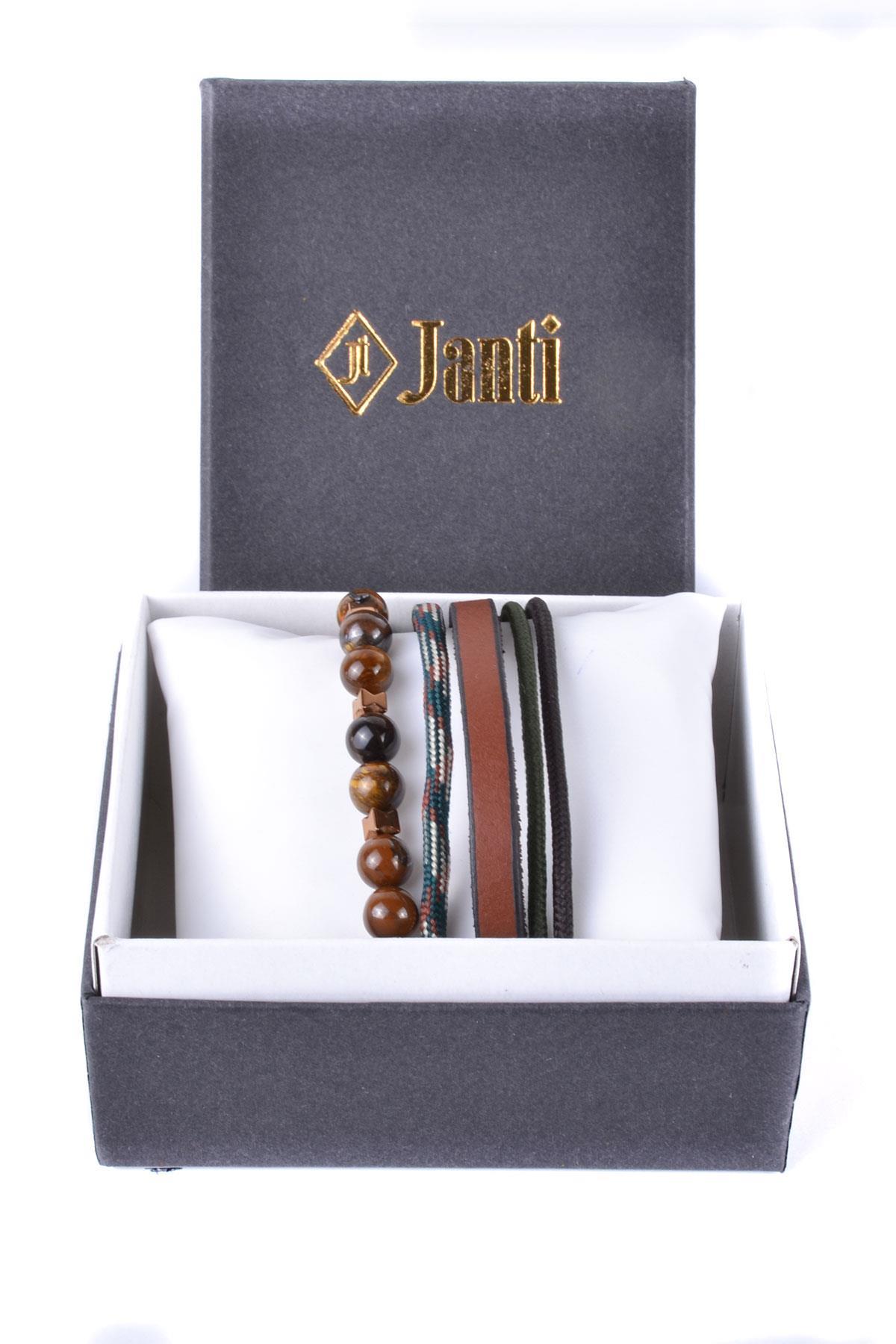 BileklikJTKB20067 DOĞAL TAŞ ve DERİ KOMBİN BİLEKLİKJanti