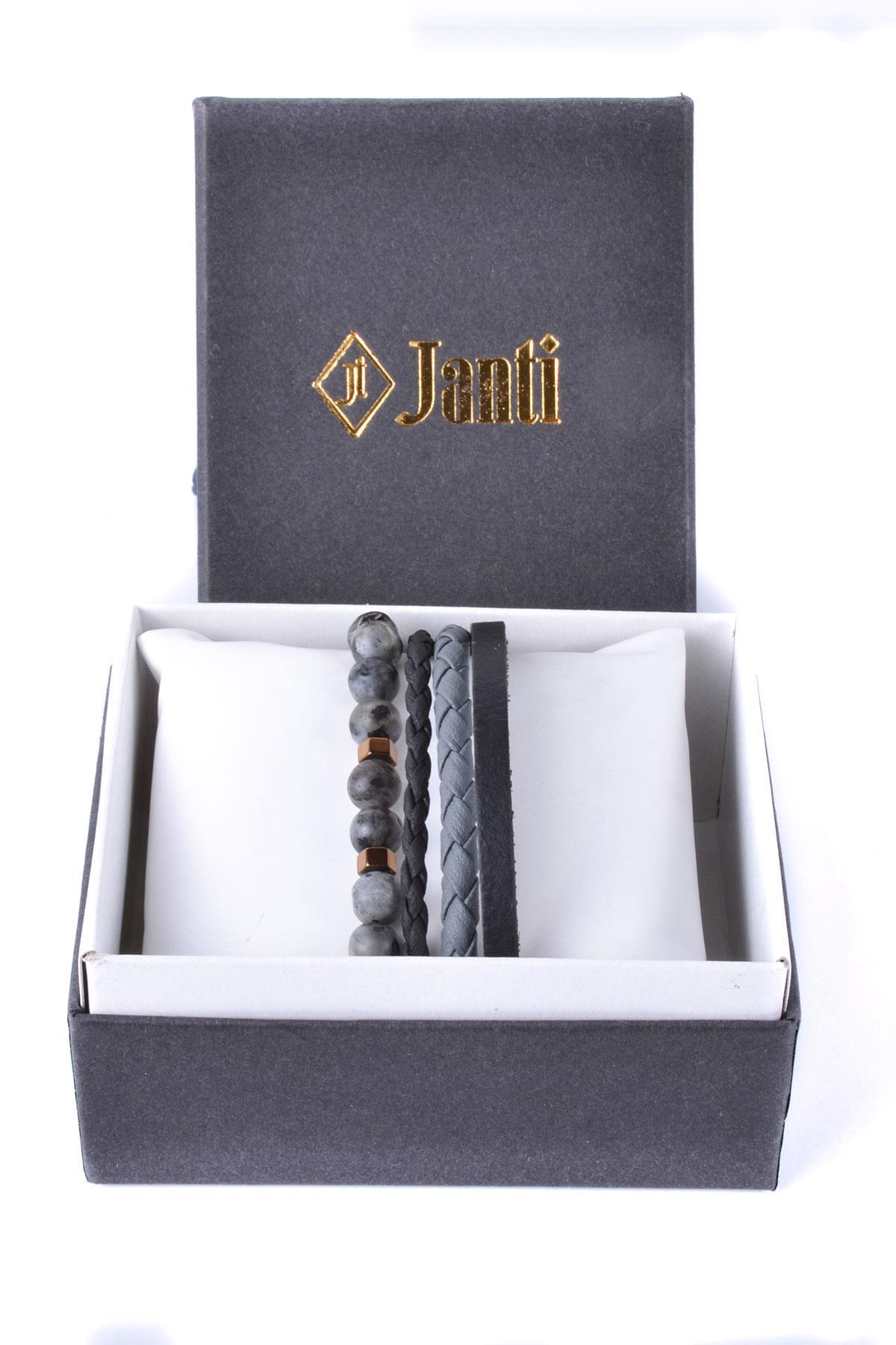 BileklikJTKB20071 DOĞAL TAŞ ve DERİ KOMBİN BİLEKLİKJanti