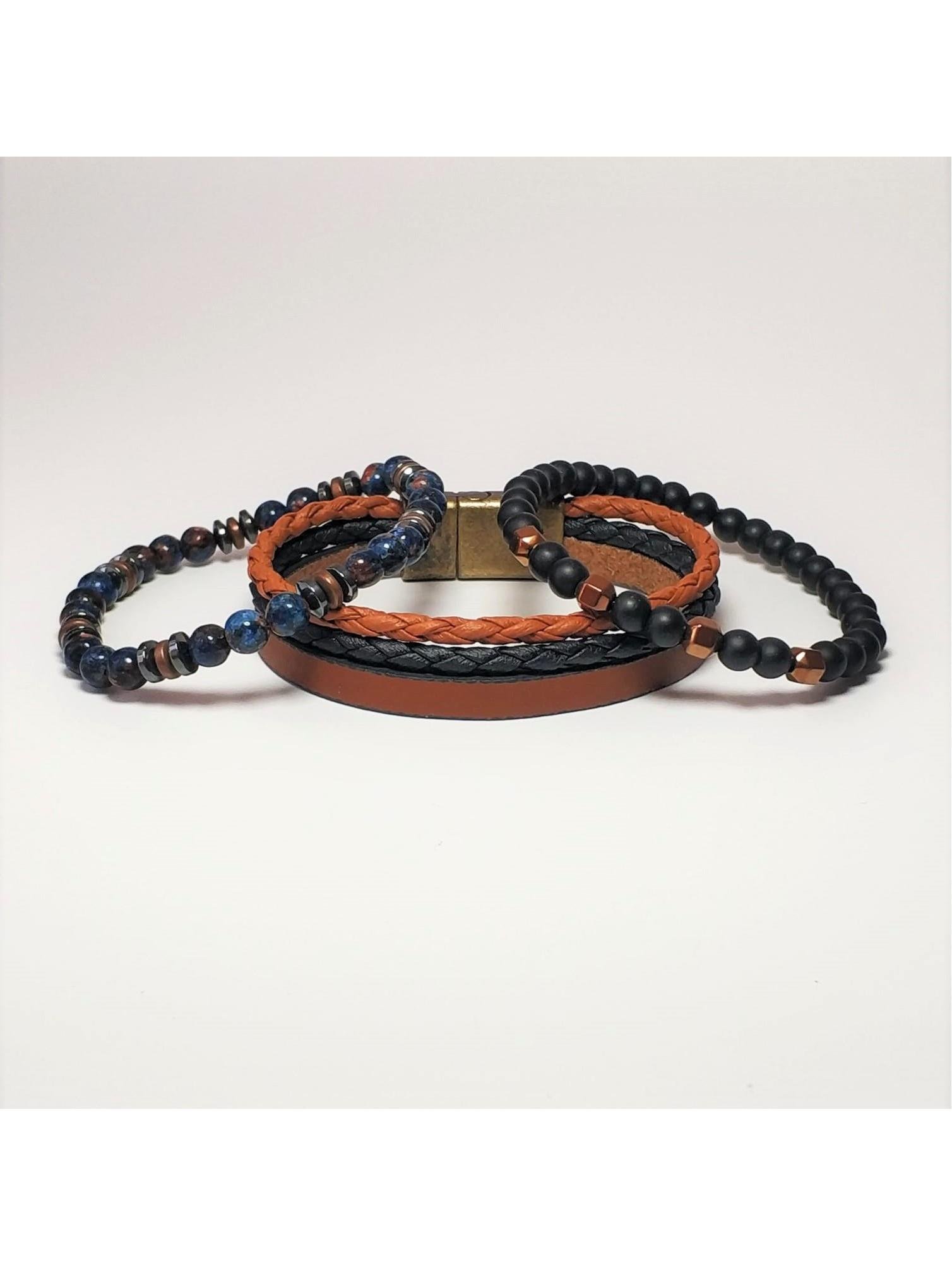 BileklikJTKB22010 Janti 3'lü Kombin Bileklik Hakiki Deri Orijinal Doğaltaş Garantili KutuluJanti