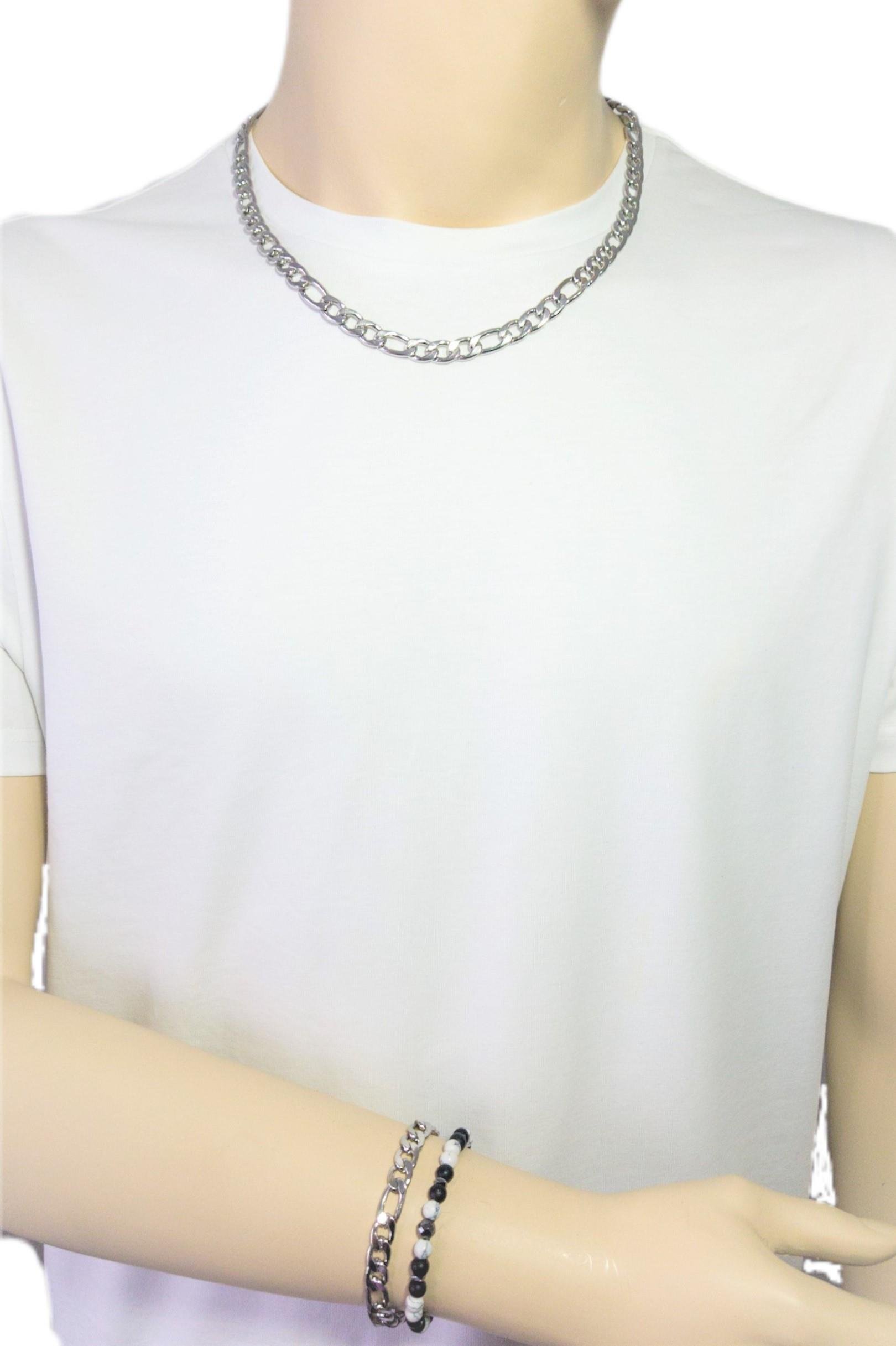 Çelik KolyeJTSS22KBK1001 ÇELİK KOLYE ve BİLEKLİK KOMBİNİ HAVLİT, HEMATİT ve ONYX DOĞALTAŞ ESNEK BİLEKLİK PASLANMAZ RENK ATMAZ GARANTİLİJanti