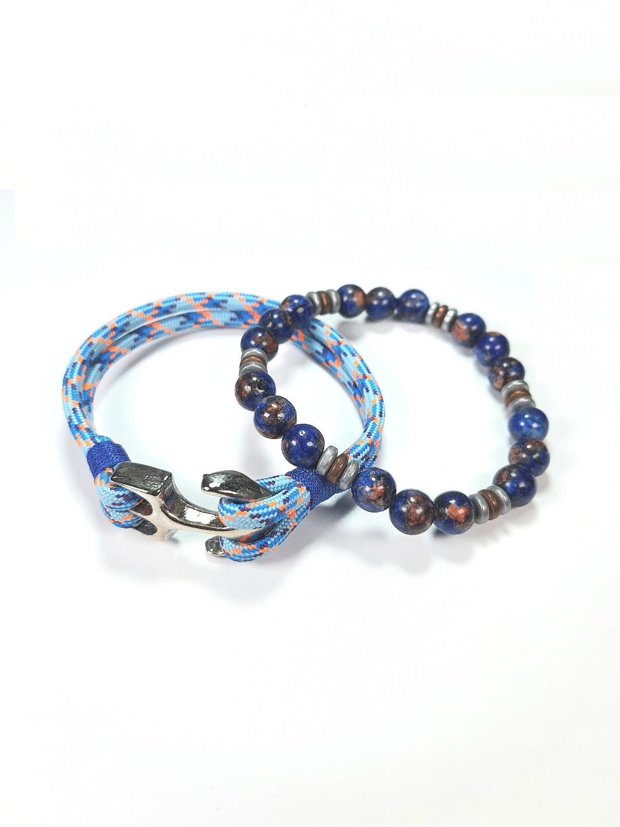 BileklikJTSS22KOB1085 JANTİ PARAŞÜT İP ÖRME ve HEMATİT JADE DOĞALTAŞ KOMBİN BİLEKLİK KUTULUJanti