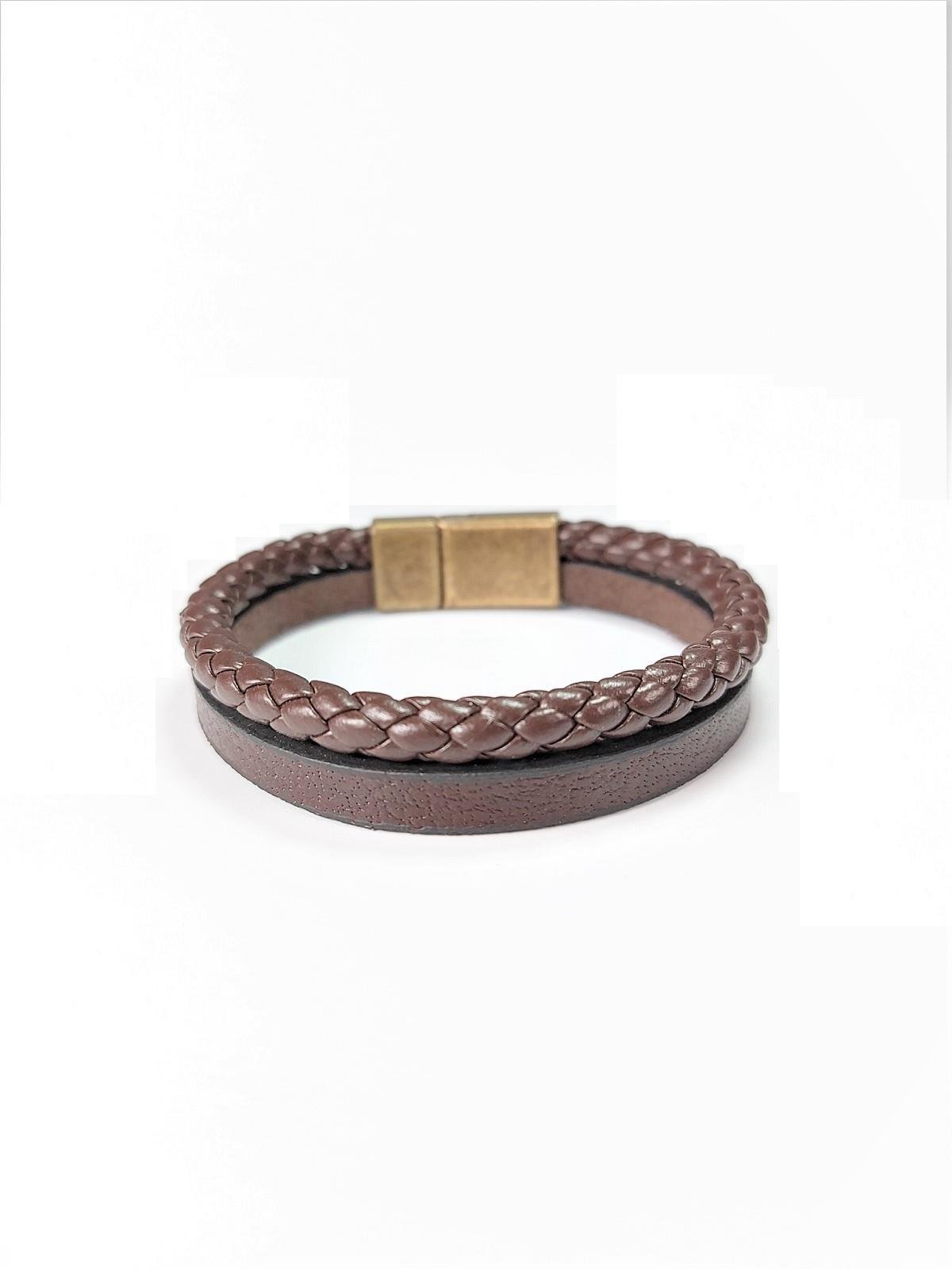 BileklikJTSS22KOB1089 JANTİ HAKİKİ DERİ MIKNATIS KAPAMA KAPLANGÖZÜ HEMATİT DOĞALTAŞ KOMBİN BİLEKLİK KUTULUJanti