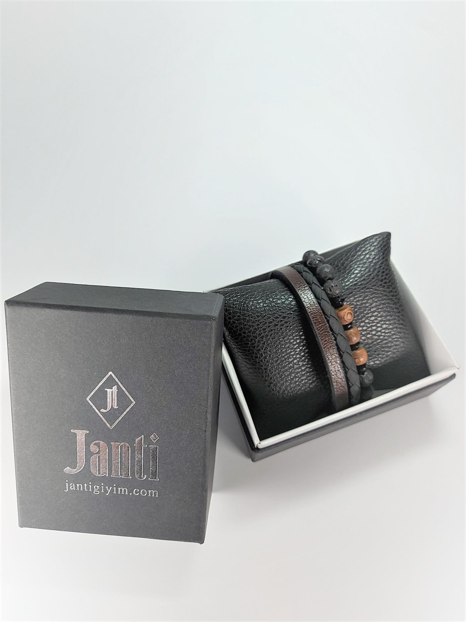 BileklikJTSS22KOB1096 JANTİ HAKİKİ DERİ MIKNATIS KAPAMA MAZI AĞACI LAV AKİK DOĞALTAŞ KOMBİN BİLEKLİK KUTULUJanti