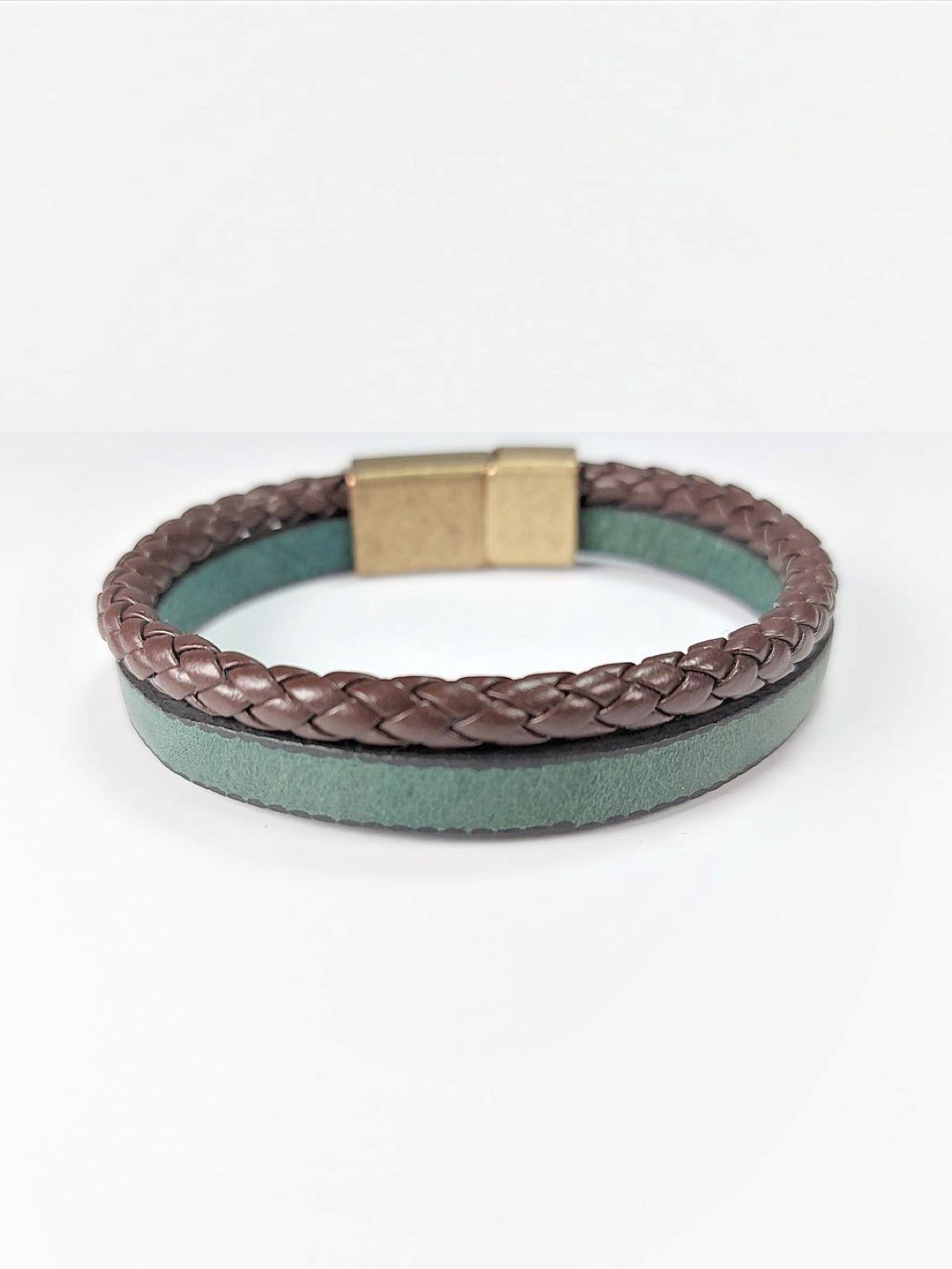 BileklikJTSS22KOB1100 JANTİ HAKİKİ DERİ MIKNATIS KAPAMA CEYT HEMATİT DOĞALTAŞ KOMBİN BİLEKLİK KUTULUJanti