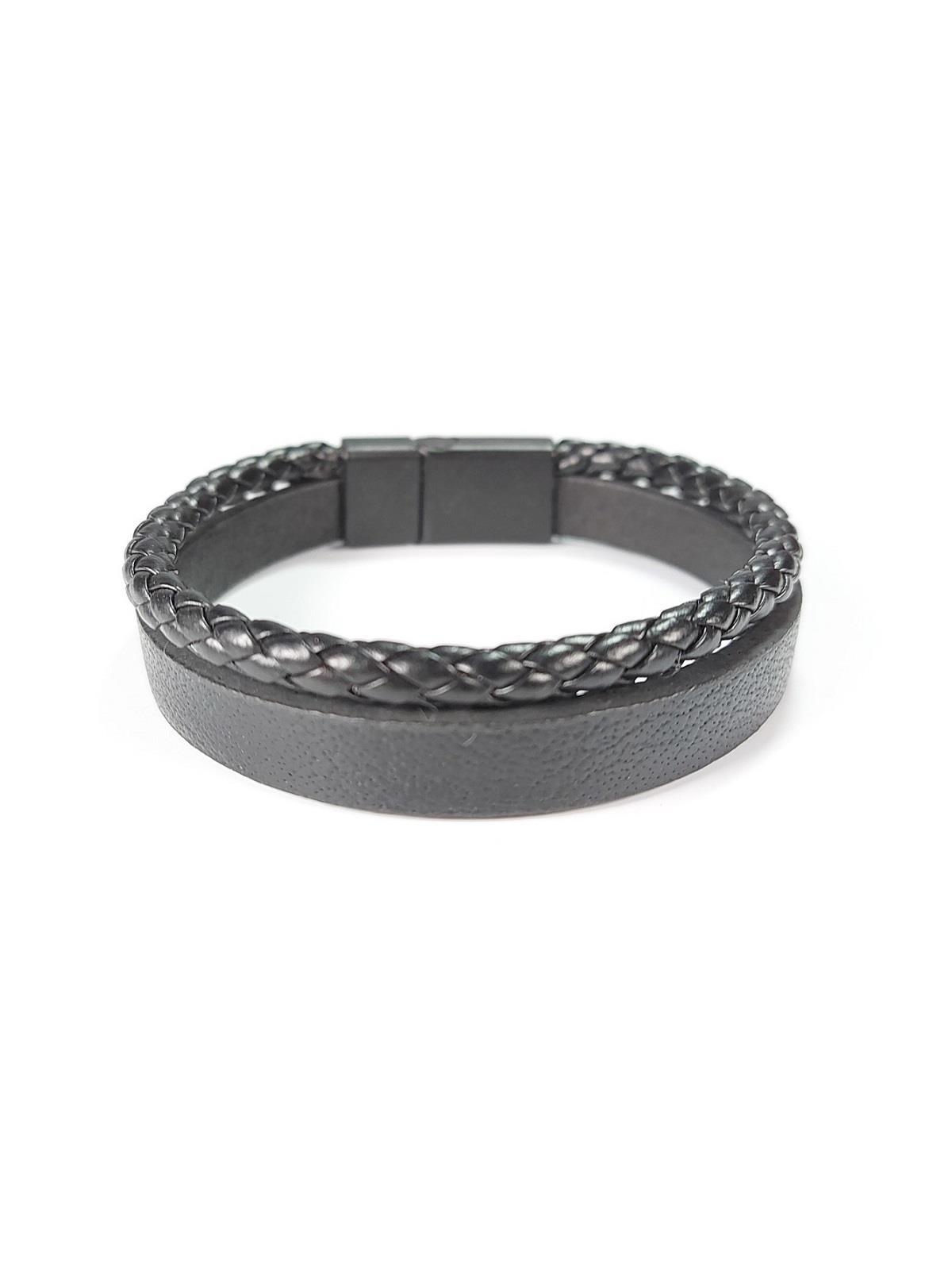 BileklikJTSS22KOB1102 JANTİ HAKİKİ DERİ MIKNATIS KAPAMA KUVARS HEMATİT ONYX DOĞALTAŞ KOMBİN BİLEKLİK KUTULUJanti