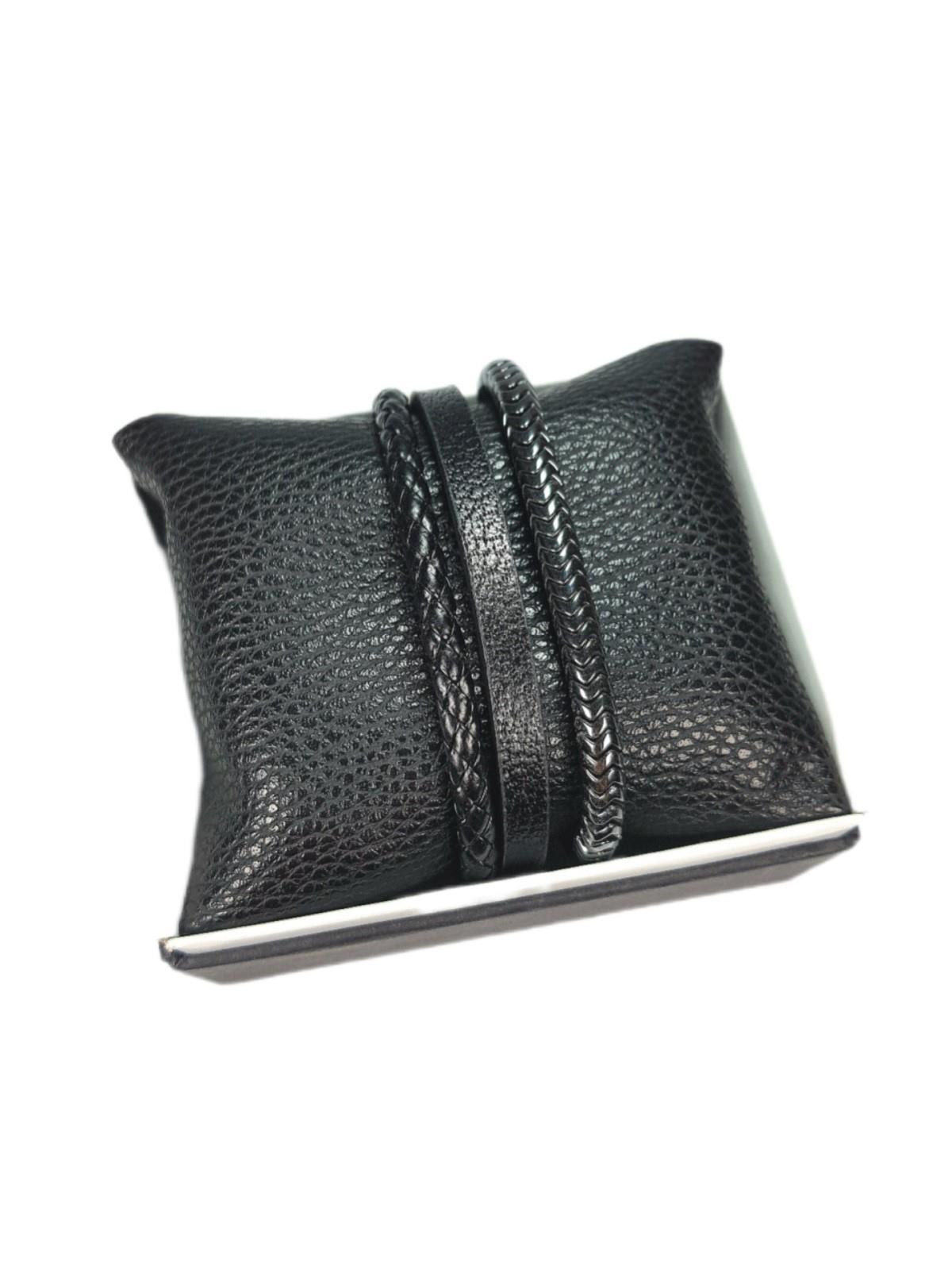 BileklikJTSS23KOB1110 HEMATİT DOĞALTAŞ ve HAKİKİ DERİ KOMBİN BİLEKLİK KUTULU GARANTİLİJanti