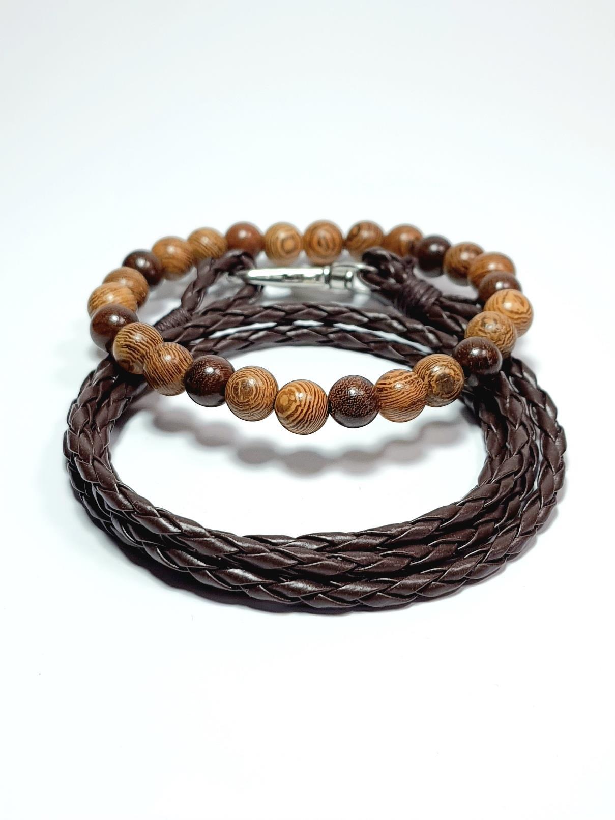 BileklikHAKİKİ DOĞAL MAZI AĞACI BİLEKLİK ve DERİ BİLEKLİK KOMBİNİ GARANTİLİ KUTULUJanti