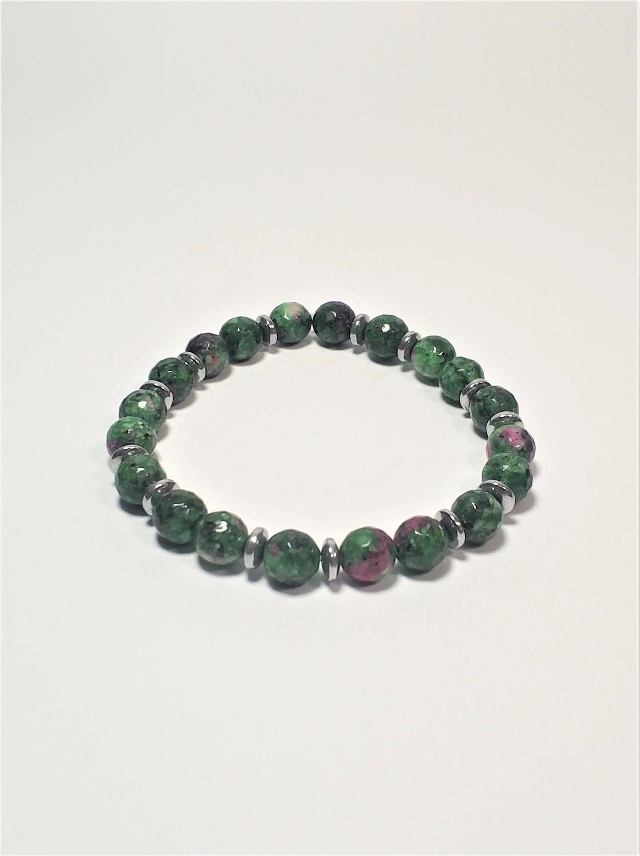 BileklikPASLANMAZ 316L ÇELİK ve YEŞİM HEMATİT DOĞALTAŞ KOMBİN BİLEKLİK GARANTİLİ KUTULUJanti