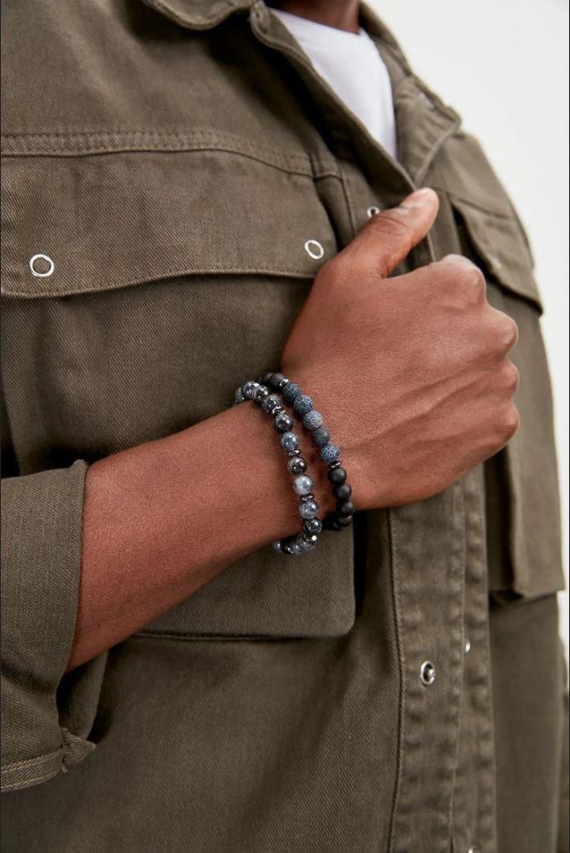 BileklikAKİK CEYT HEMATİT ONYX DOĞALTAŞ KOMBİN BİLEKLİK GARANTİLİJanti