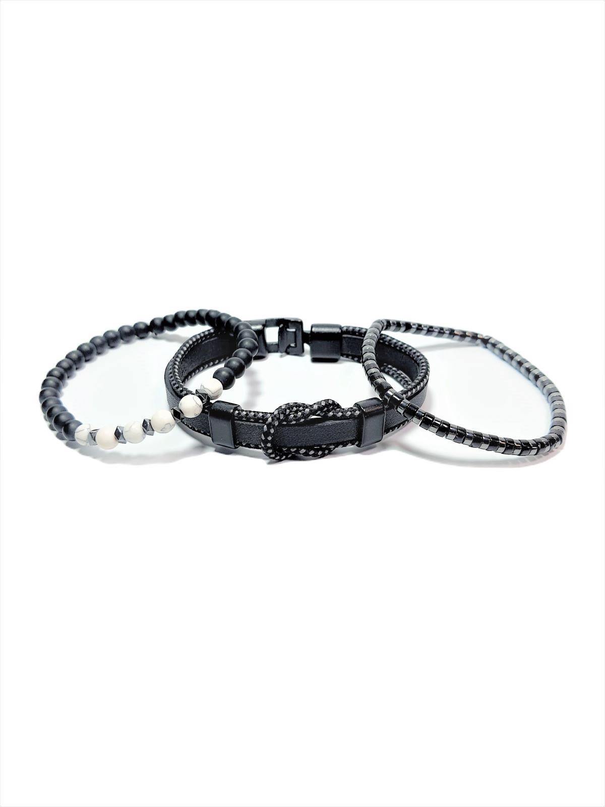 BileklikJTSS23KOB1274 JANTİ KOMBİN BİLEKLİK ORİJİNAL ONYX HEMATİT HAVLİT DOĞALTAŞ HAKİKİ DERİJanti