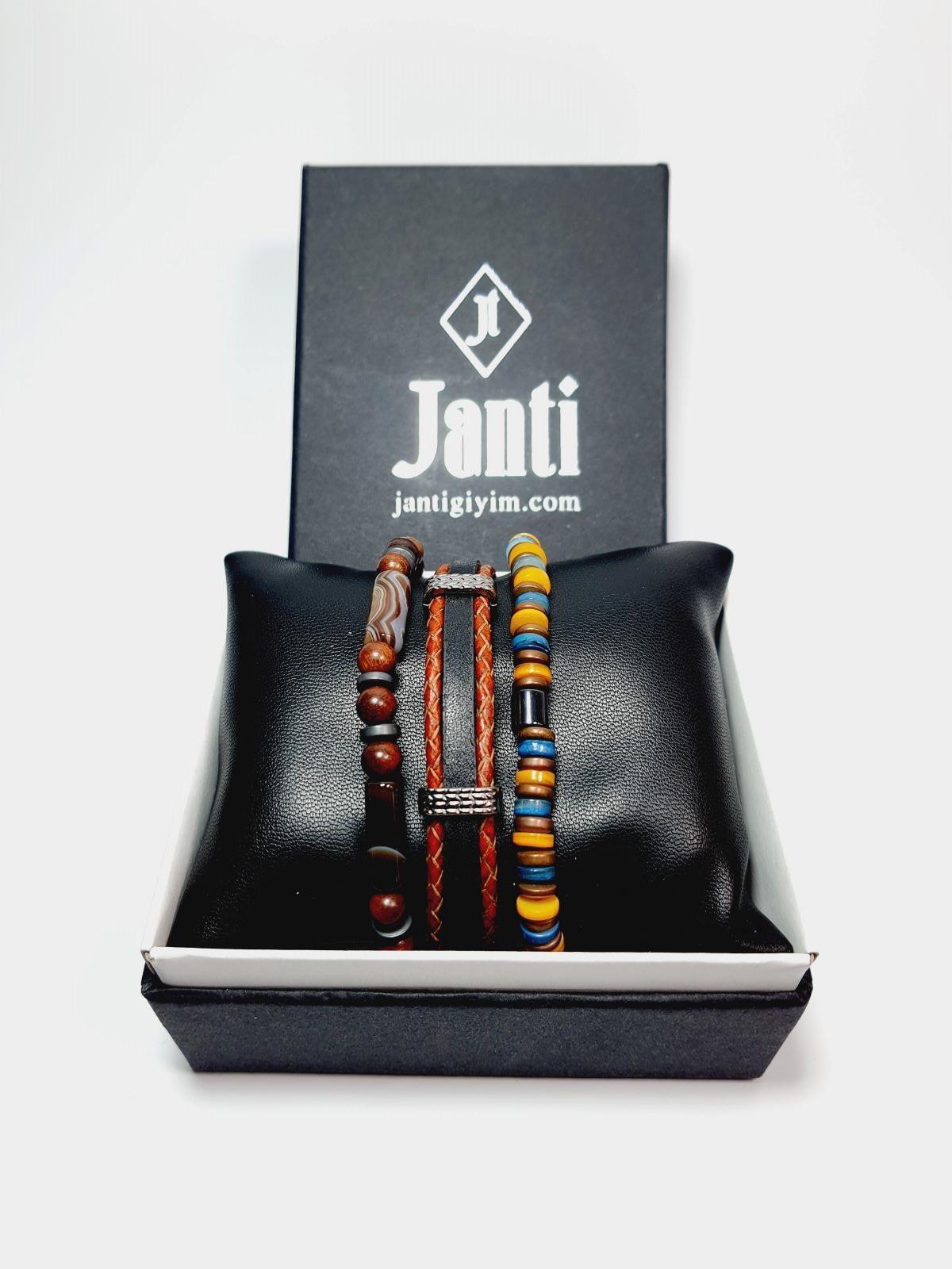 BileklikJTSS23KOB1277 JANTİ KOMBİN BİLEKLİK ORİJİNAL MAZI AĞACI BORU AKİK HEMATİT SEDEF DOĞALTAŞ HAKİKİ DERİJanti