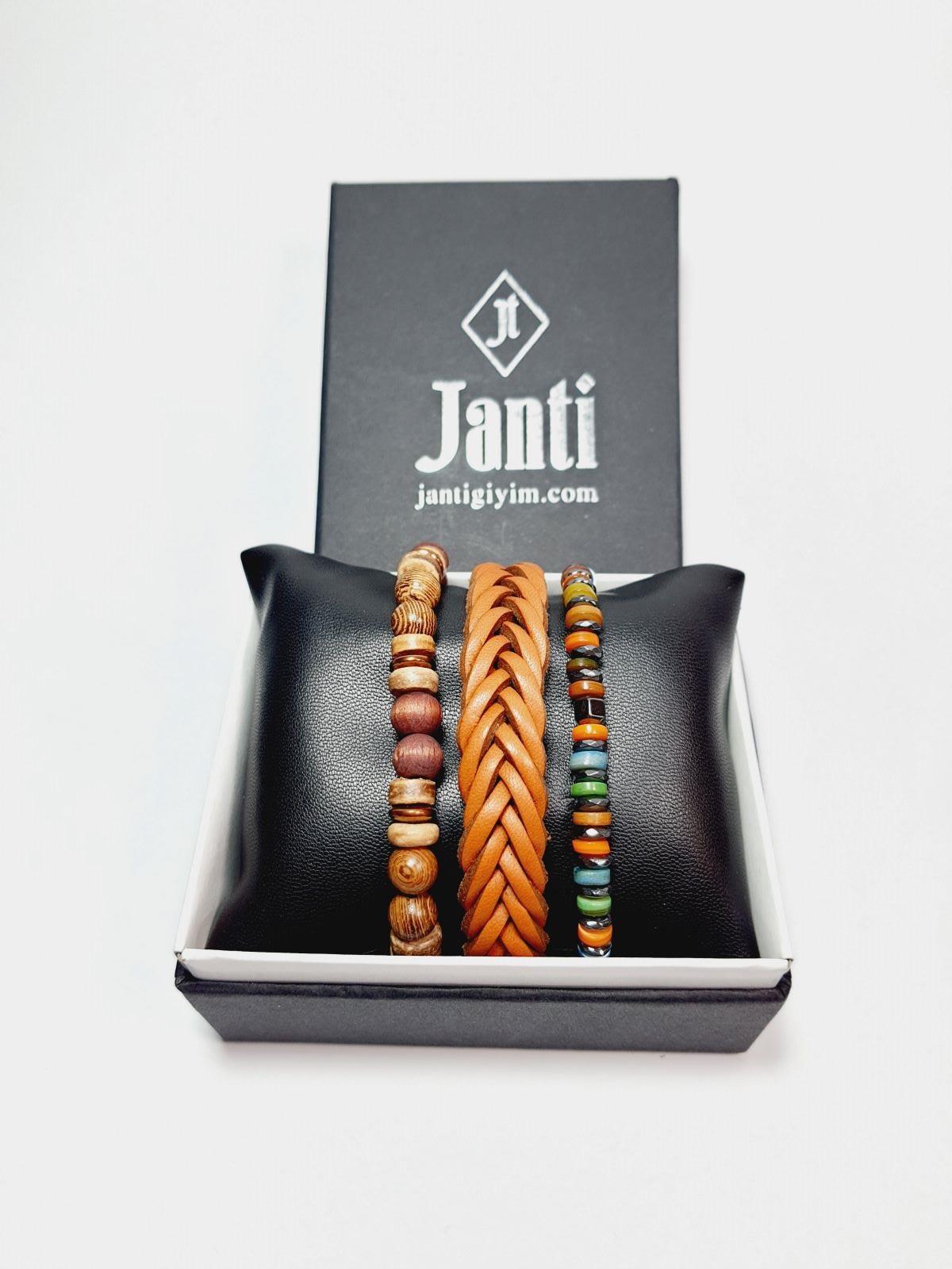 BileklikJTSS23KOB1278 JANTİ KOMBİN BİLEKLİK ORİJİNAL MAZI AĞACI HEMATİT SEDEF DOĞALTAŞ HAKİKİ DERİ PASLAMAZ ÇELİKJanti