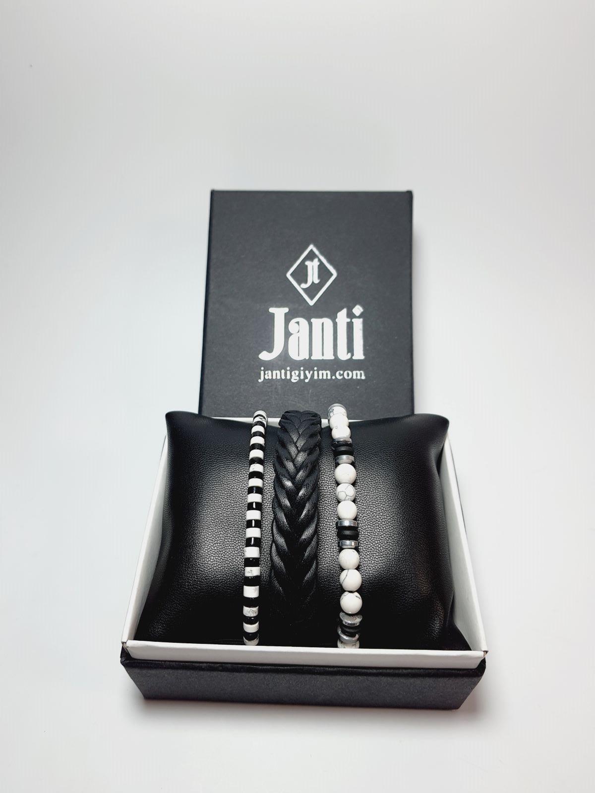 BileklikJTSS23KOB1280 JANTİ KOMBİN BİLEKLİK ORİJİNAL HAVLİT ONYX HEMATİT DOĞALTAŞ HAKİKİ DERİ PASLANMAZ ÇELİKJanti