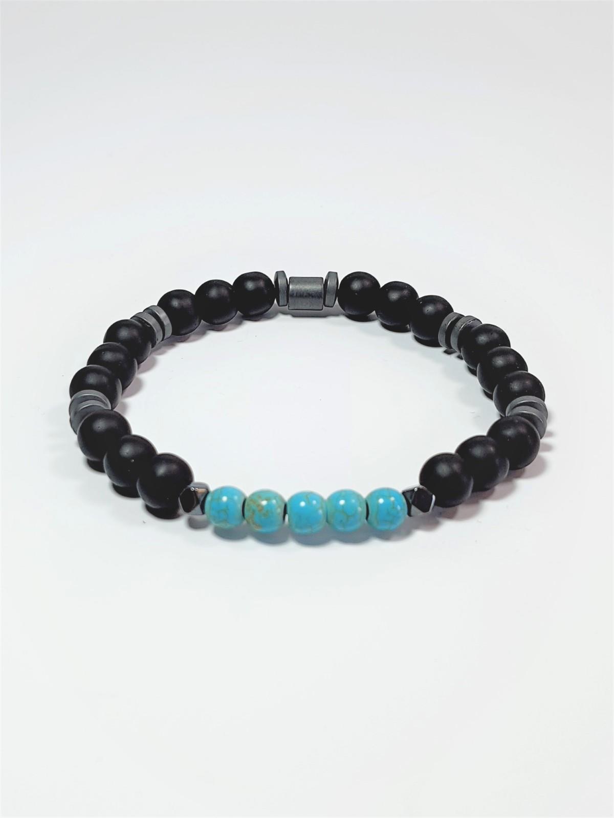 BileklikJTSS23KOB1311 JANTİ 2'Lİ KOMBİN BİLEKLİK TURKUAZ ONYX HEMATİT DOĞALTAŞ ve DERİ KUTULU GARANTİLİJanti