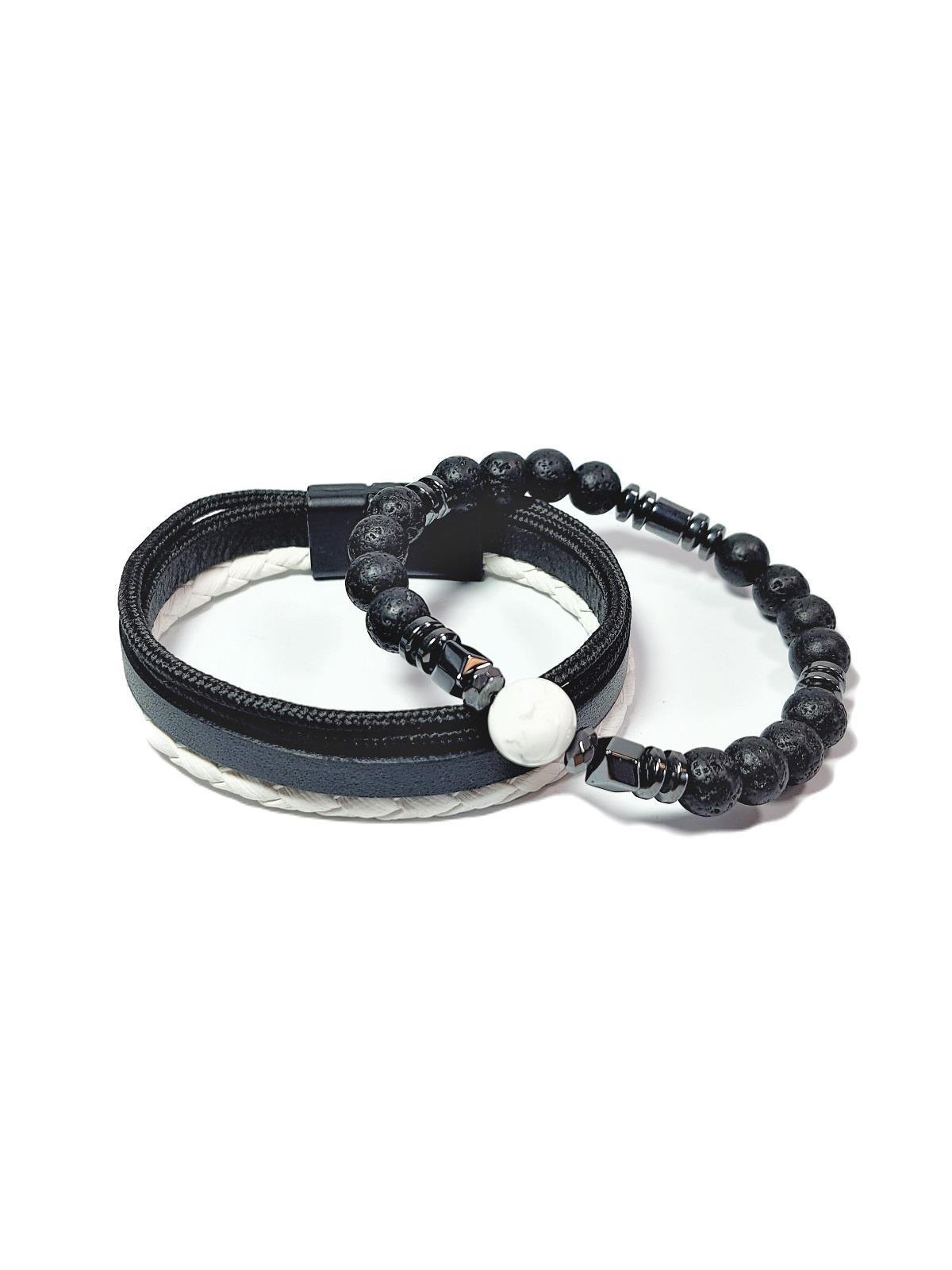 BileklikJTSS23KOB1323 JANTİ 2'Lİ KOMBİN BİLEKLİK HAVLİT HEMATİT LAV DOĞALTAŞ ve DERİ KUTULU GARANTİLİJanti