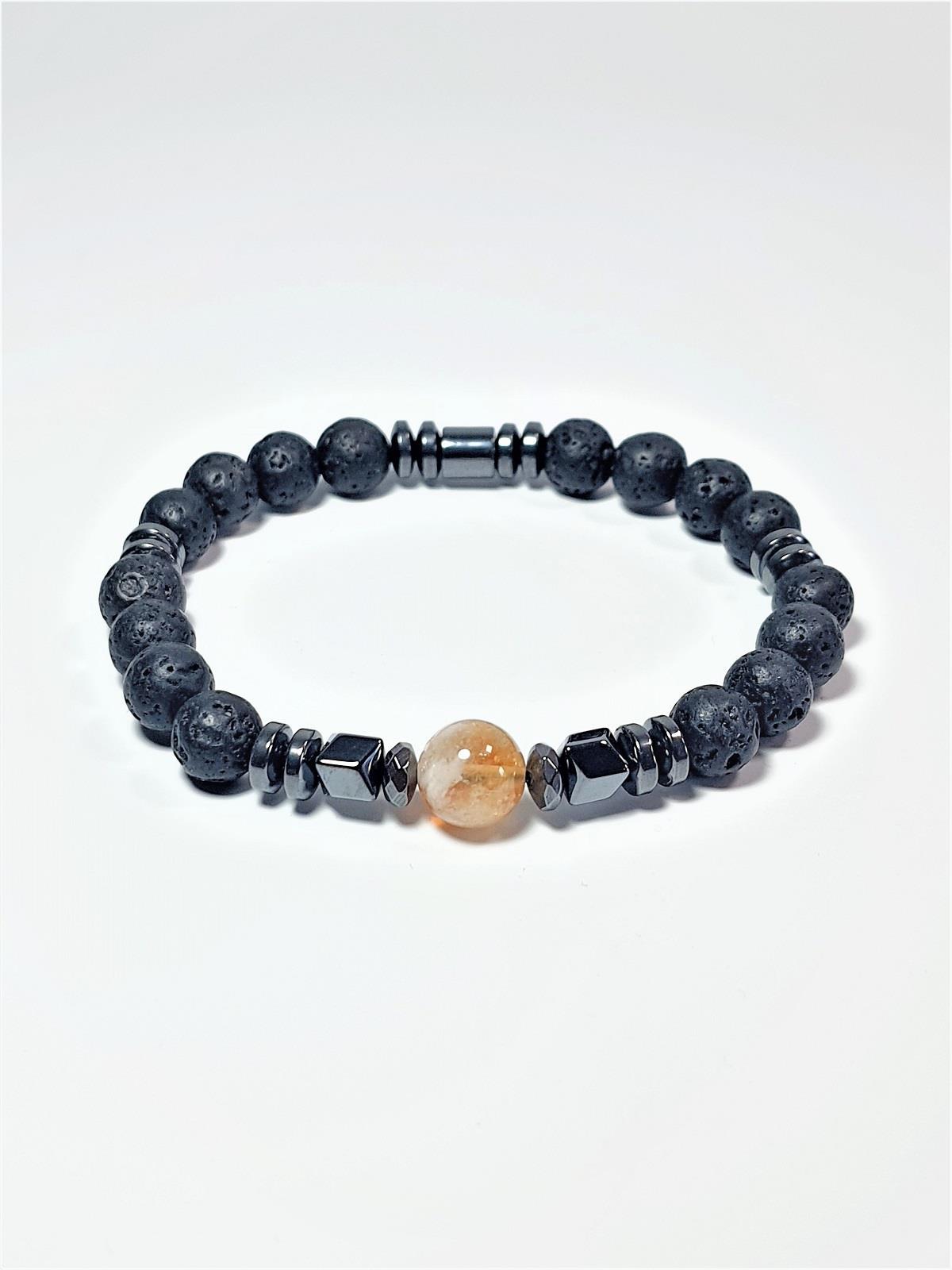 BileklikJTSS23KOB1328 JANTİ 2'Lİ KOMBİN BİLEKLİK SİTRİN HEMATİT LAV DOĞALTAŞ ve DERİ KUTULU GARANTİLİJanti