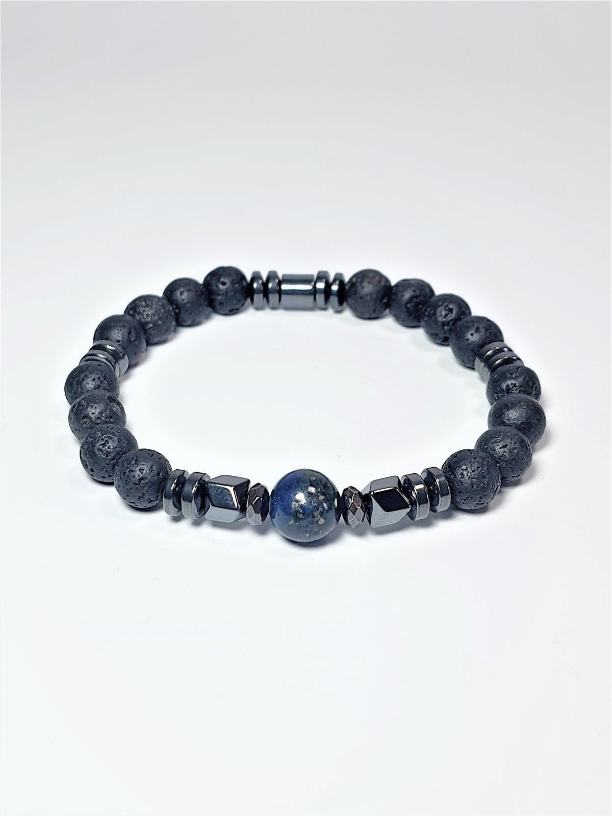 BileklikJTSS23KOB1331 JANTİ 2'Lİ KOMBİN BİLEKLİK LAPİS LAZULİ HEMATİT LAV DOĞALTAŞ ve DERİ KUTULU GARANTİLİJanti