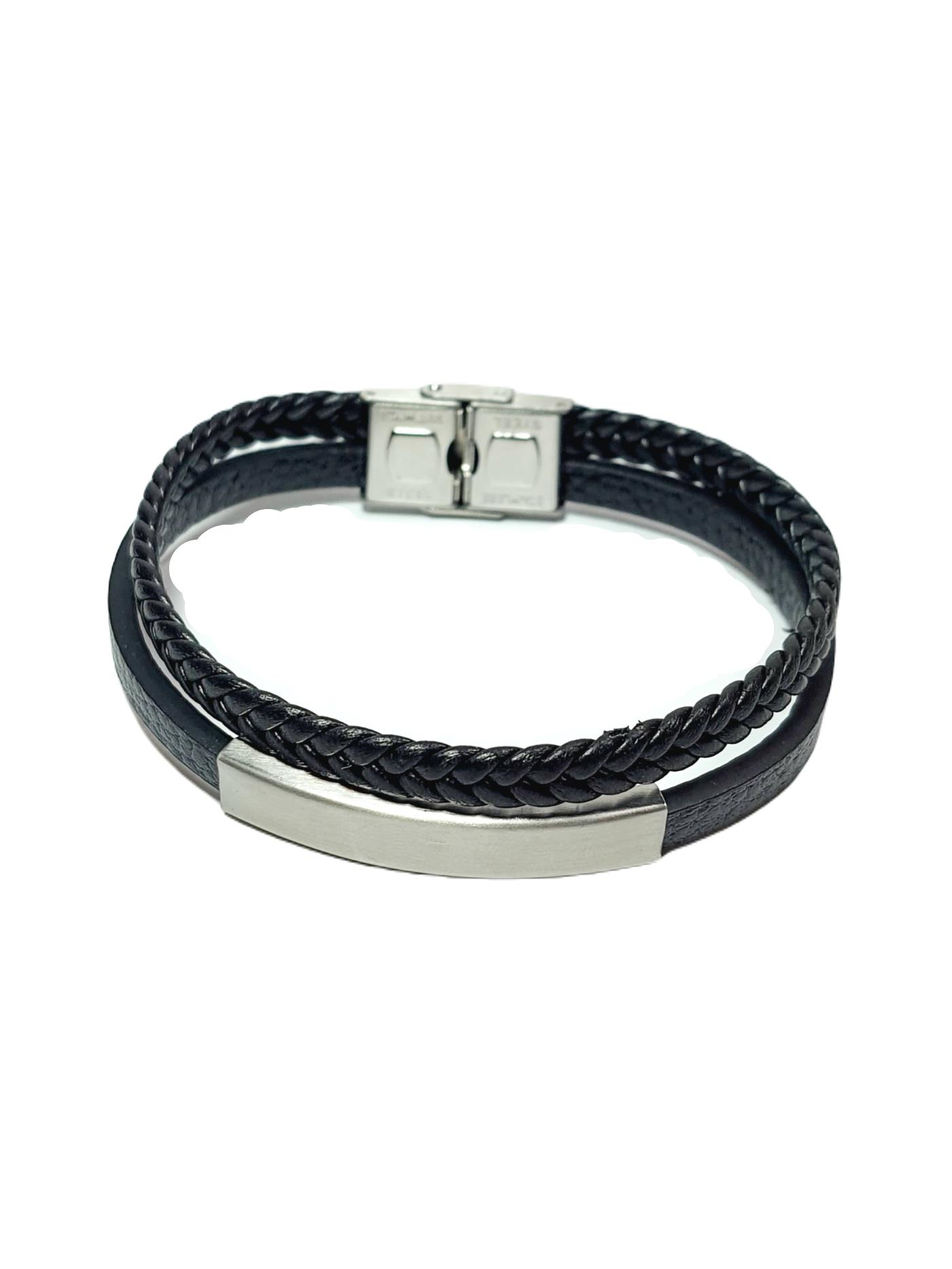 Deri BileklikJTSS25DEB1506 SAÇ ÖRGÜ ve DÜZ DERİ GÜMÜŞ GRİ ÇELİK APARATLI ve ÇELİK KAPAMA SİYAH JANTİ DERİ BİLEKLİKJantihakiki deri bileklik, bileklik, erkek bileklik, hediye bileklik, janti bileklik, babalar günü, sevgililer günü, yılbaşı, öğretmenler günü, suni deri, özel günlere hediye, erkek hediye