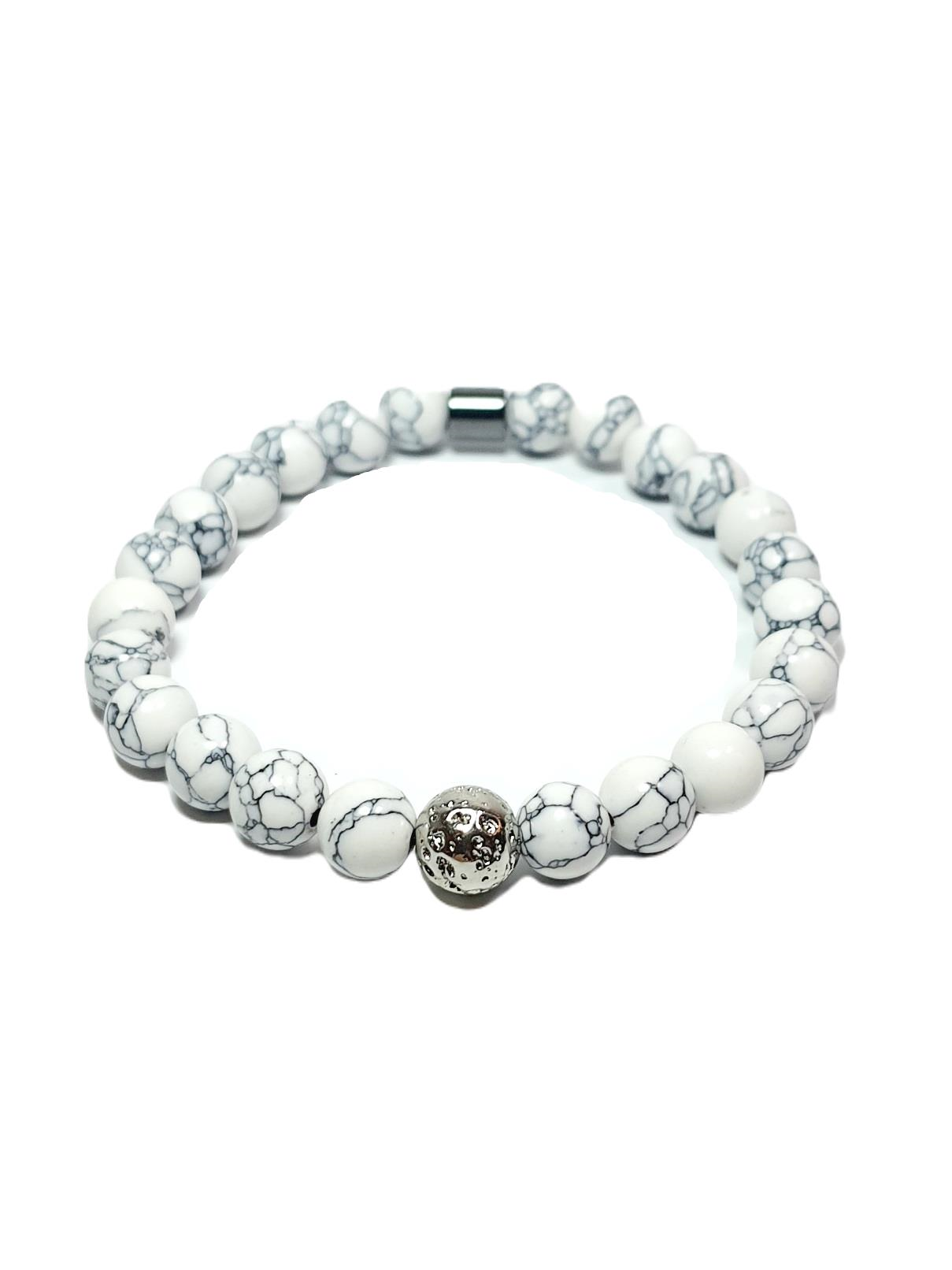 Doğaltaş BileklikJTSS25DOB1547 LAV SENTETİK HAVLİT  HEMATİT BEYAZ JANTİ DOĞALTAŞ BİLEKLİKJanti