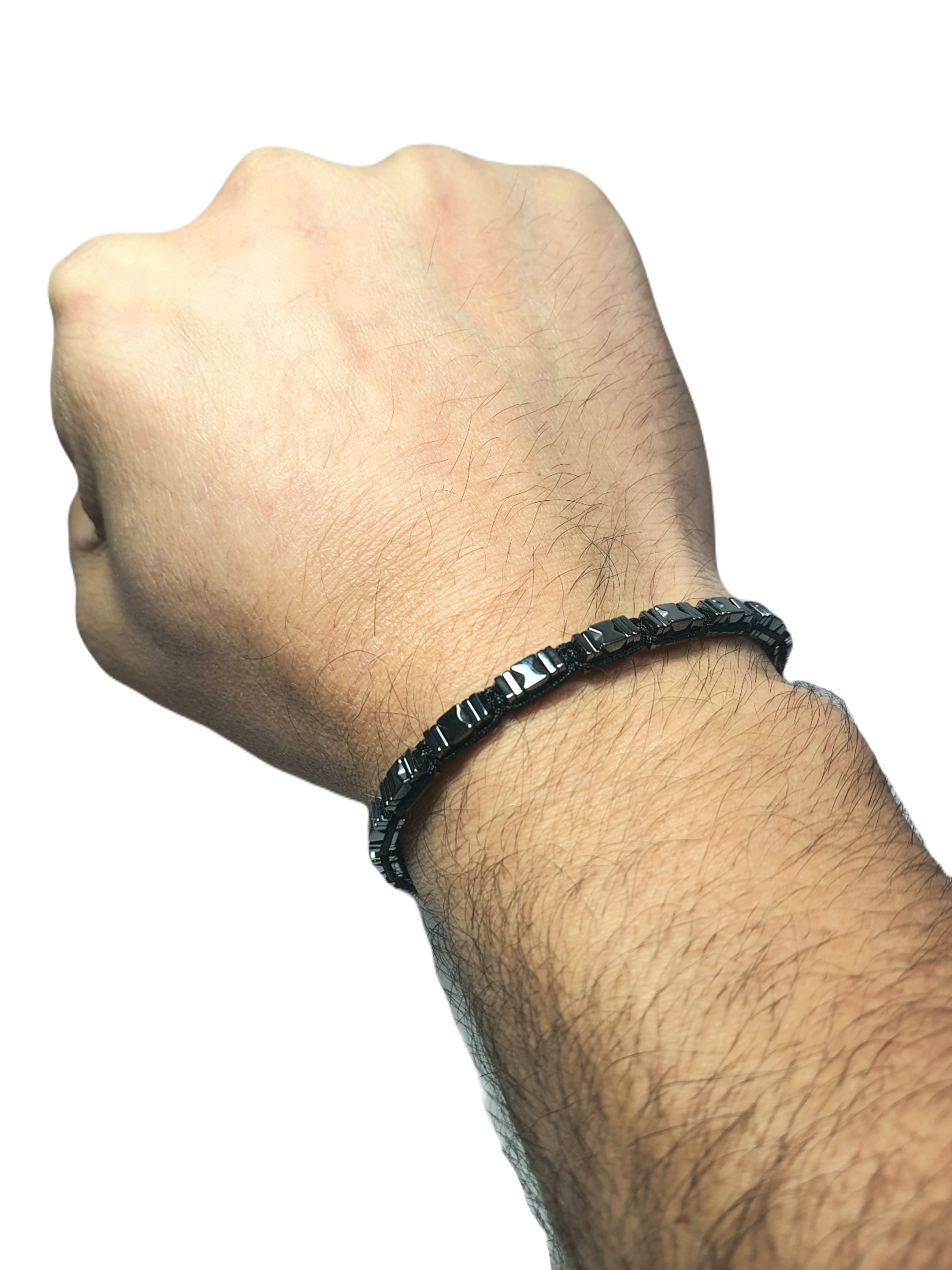 Doğaltaş BileklikLFNSS25DIB112350095-BRENDON-STANDARTJANTİ LFN4 mm Hematit Doğaltaş ip örme asansör kapama bileklik