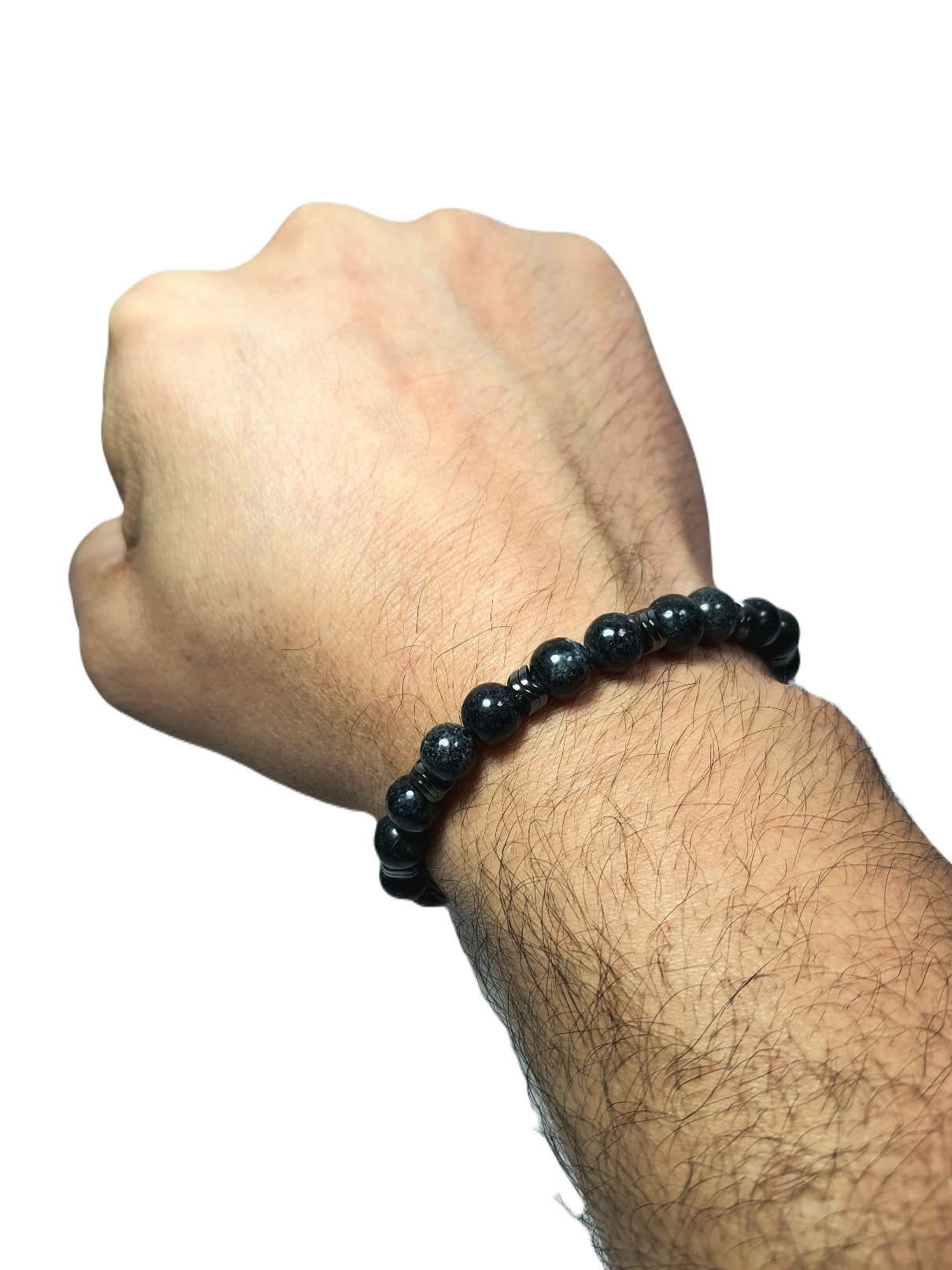 Doğaltaş BileklikLFNSS25DLB112350070-LOKI-STANDARTJANTİ LFN8 mm Ceyt ve Hematit Doğaltaş Bileklik