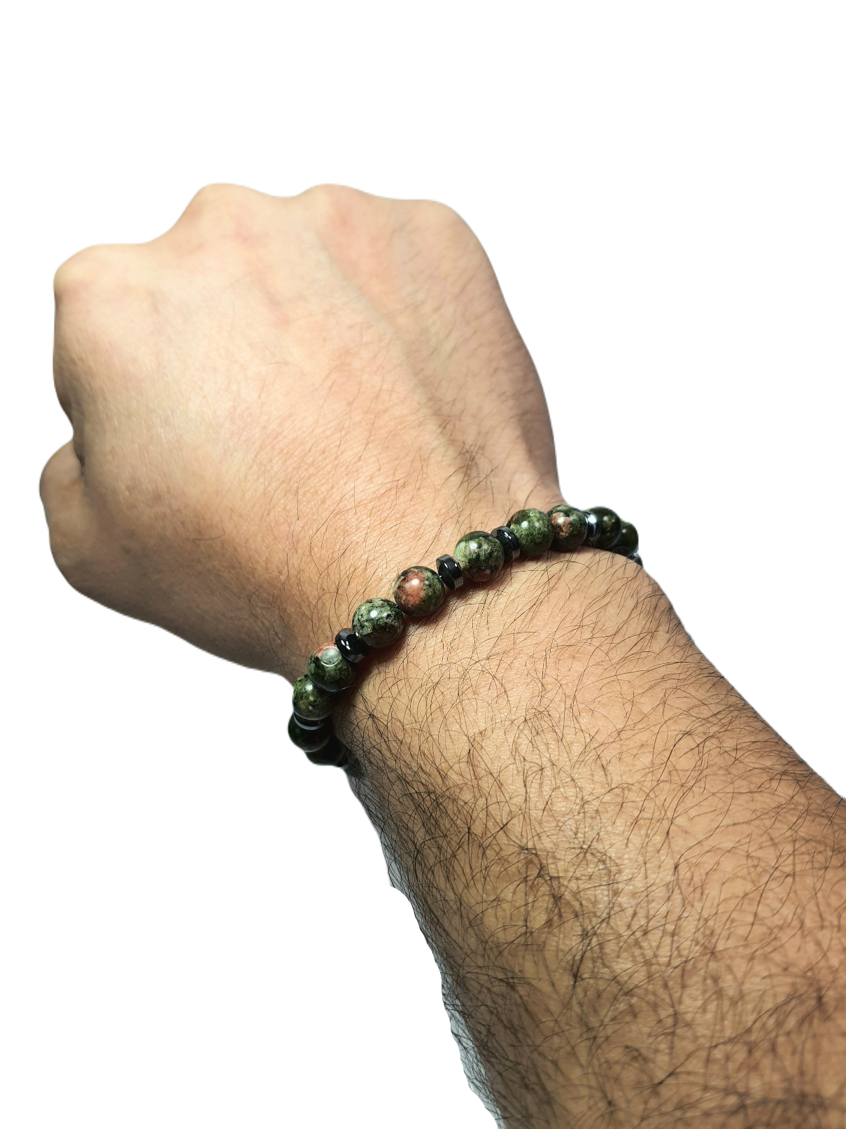 Doğaltaş BileklikLFNSS25DLB112350071-ANDRE-STANDARTJANTİ LFN8 mm Ceyt ve Hematit Doğaltaş Bileklik