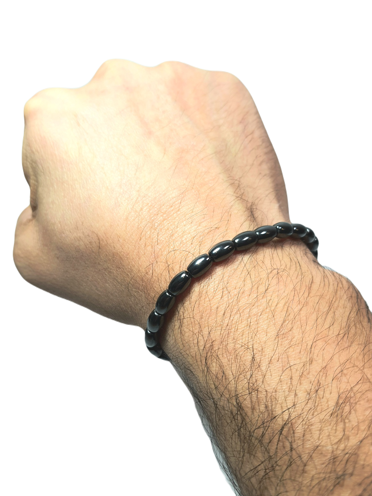 Doğaltaş BileklikLFNSS25DLB112350082-GREG2-STANDARTJANTİ LFN6 mm Arpa Kesim Hematit Doğaltaş Bileklik