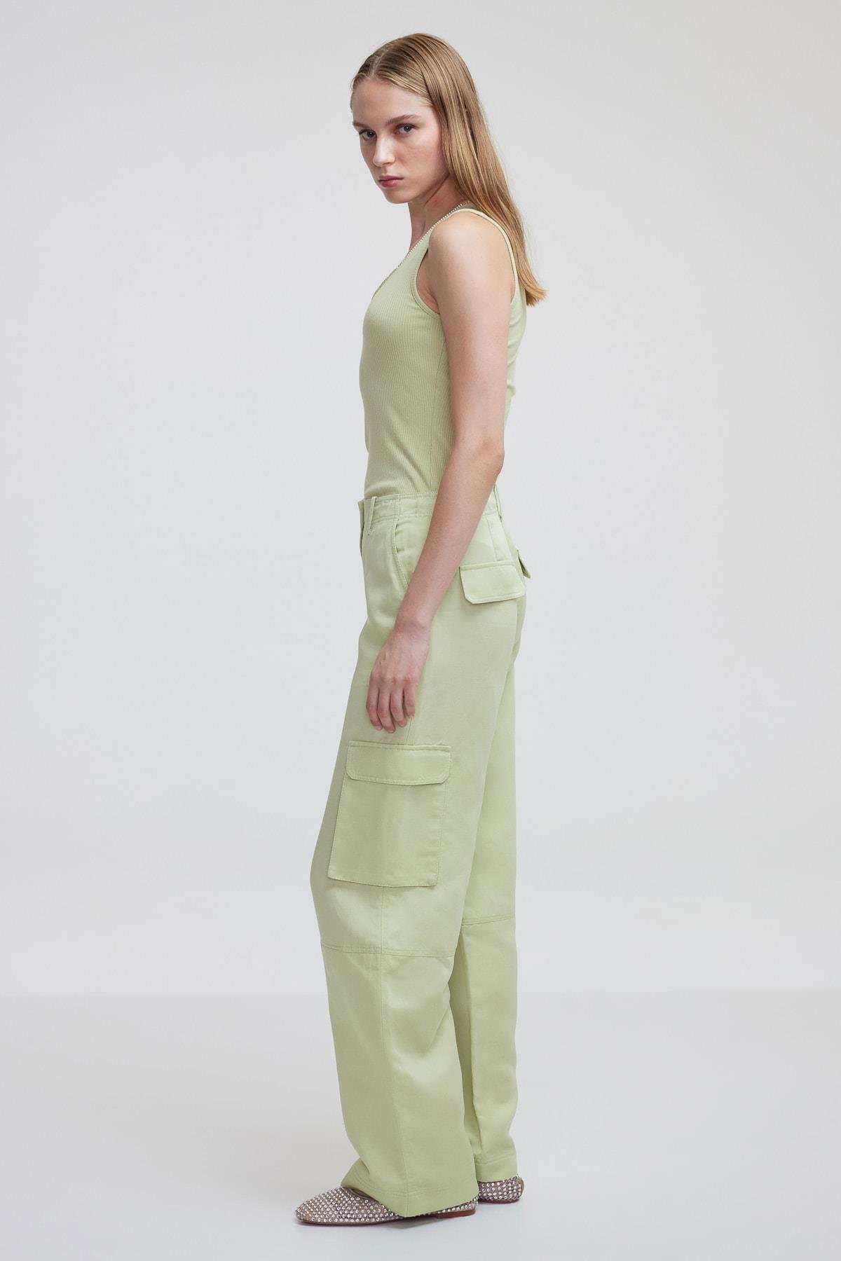 IPEKYOL Açık Yeşil Bol Paça Kargo Pantolon