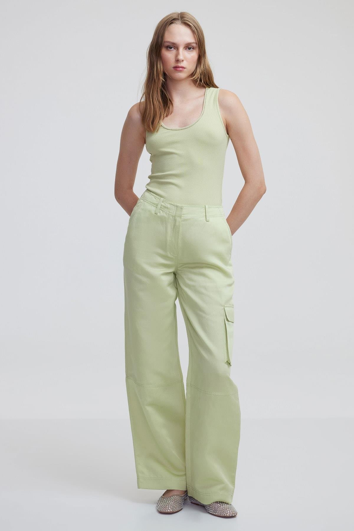 IPEKYOL Açık Yeşil Bol Paça Kargo Pantolon