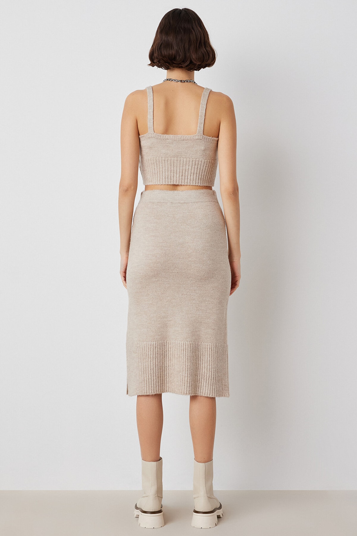 IPEKYOL Askılı Vizon Crop Triko