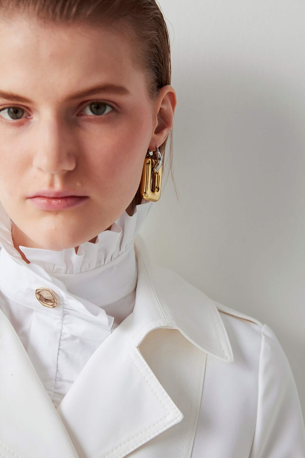 IPEKYOL Beyaz Klasik Trençkot   