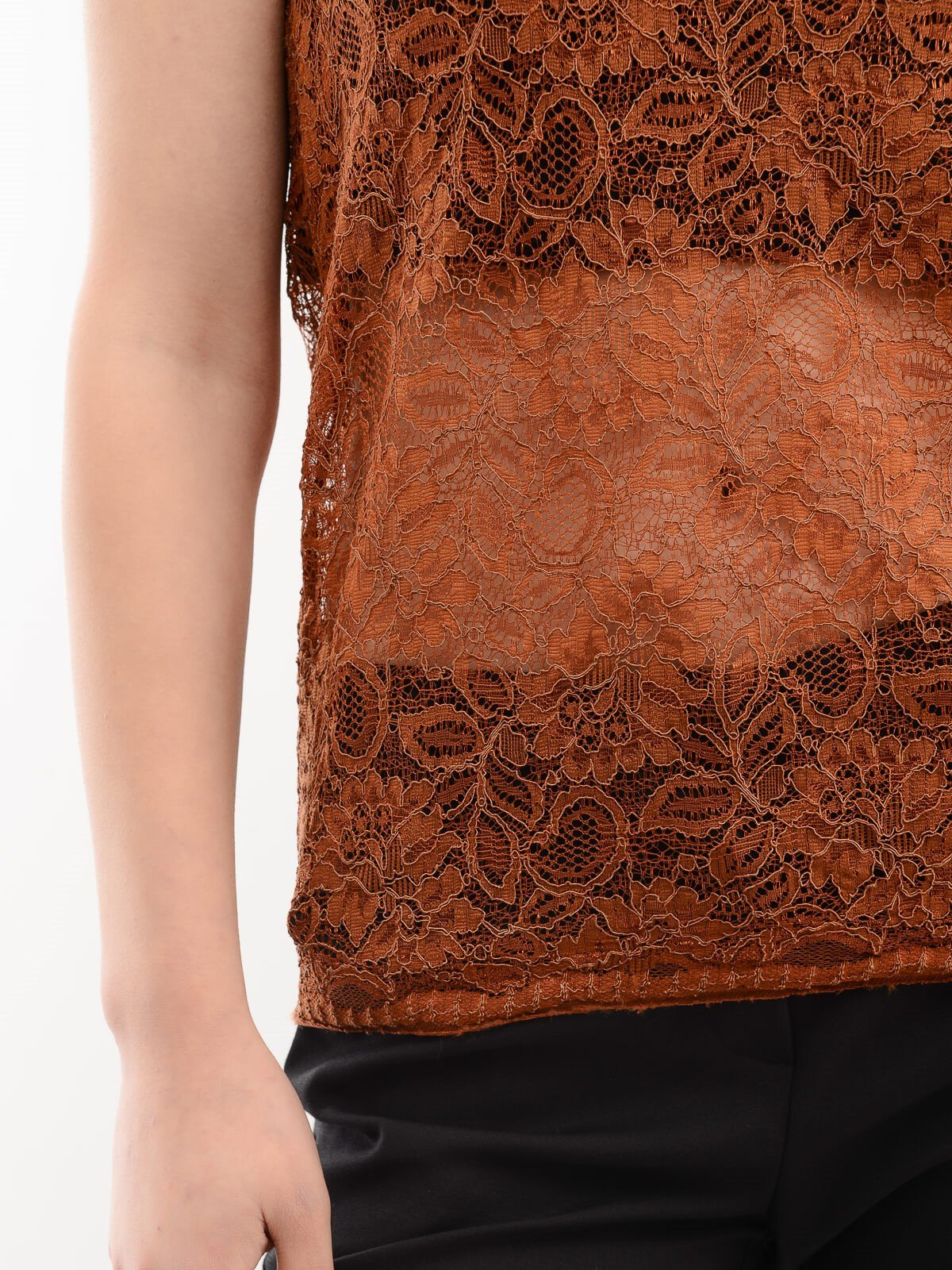 İPEKYOL Dantel Detay Kiremit Bluz