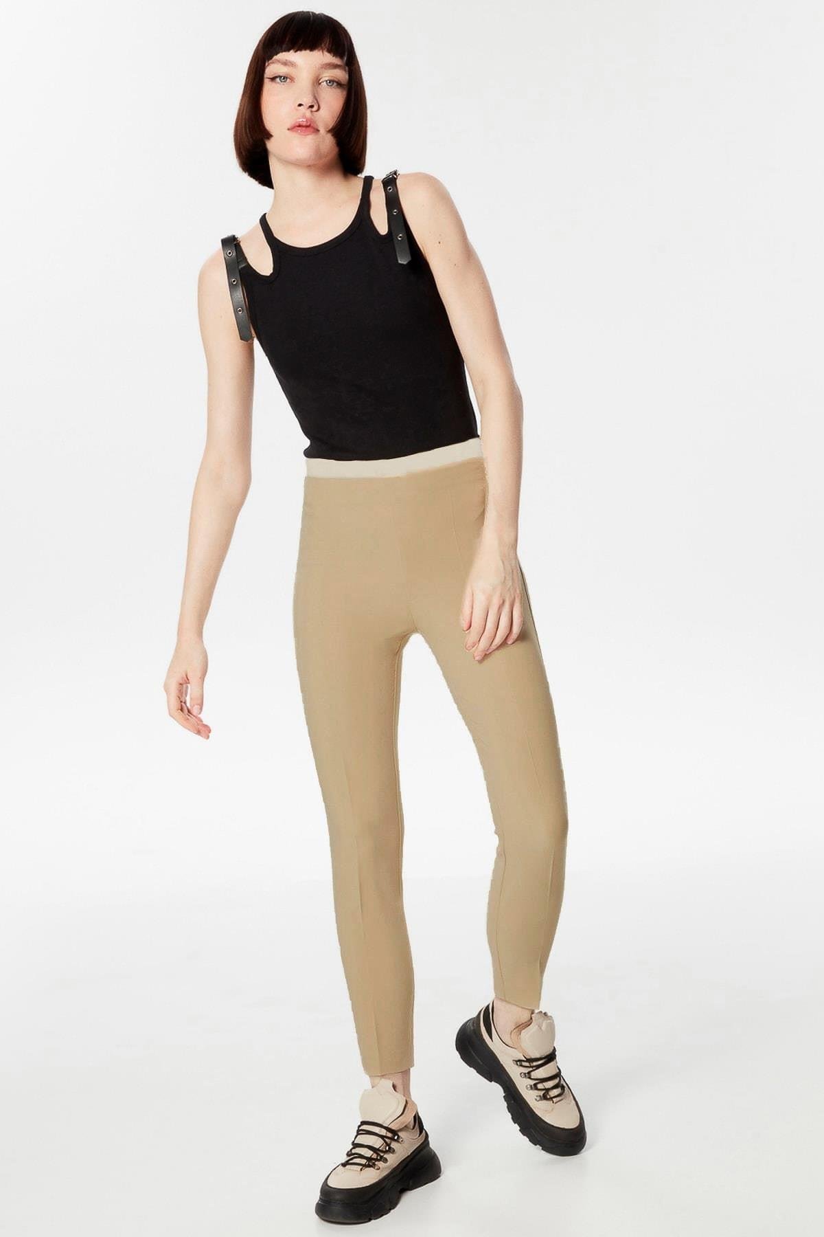 IPEKYOL Elastik Bel Naturel Pantolon