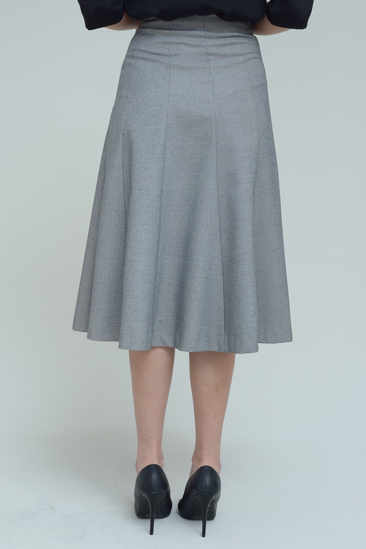 IPEKYOL Fermuar Detaylı Gri Melanj Etek