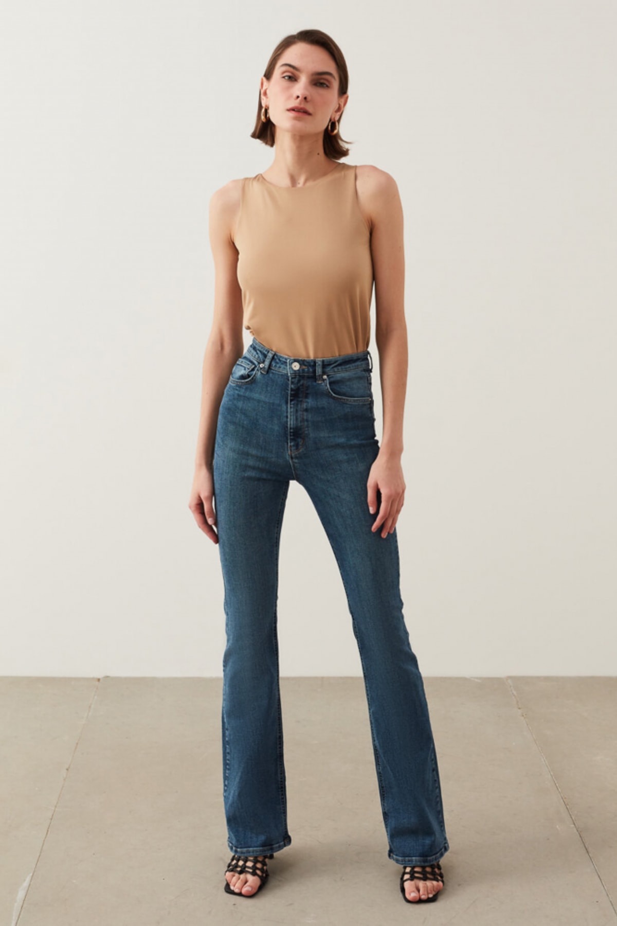 IPEKYOL Flare Fit Indigo Jean Pantolon