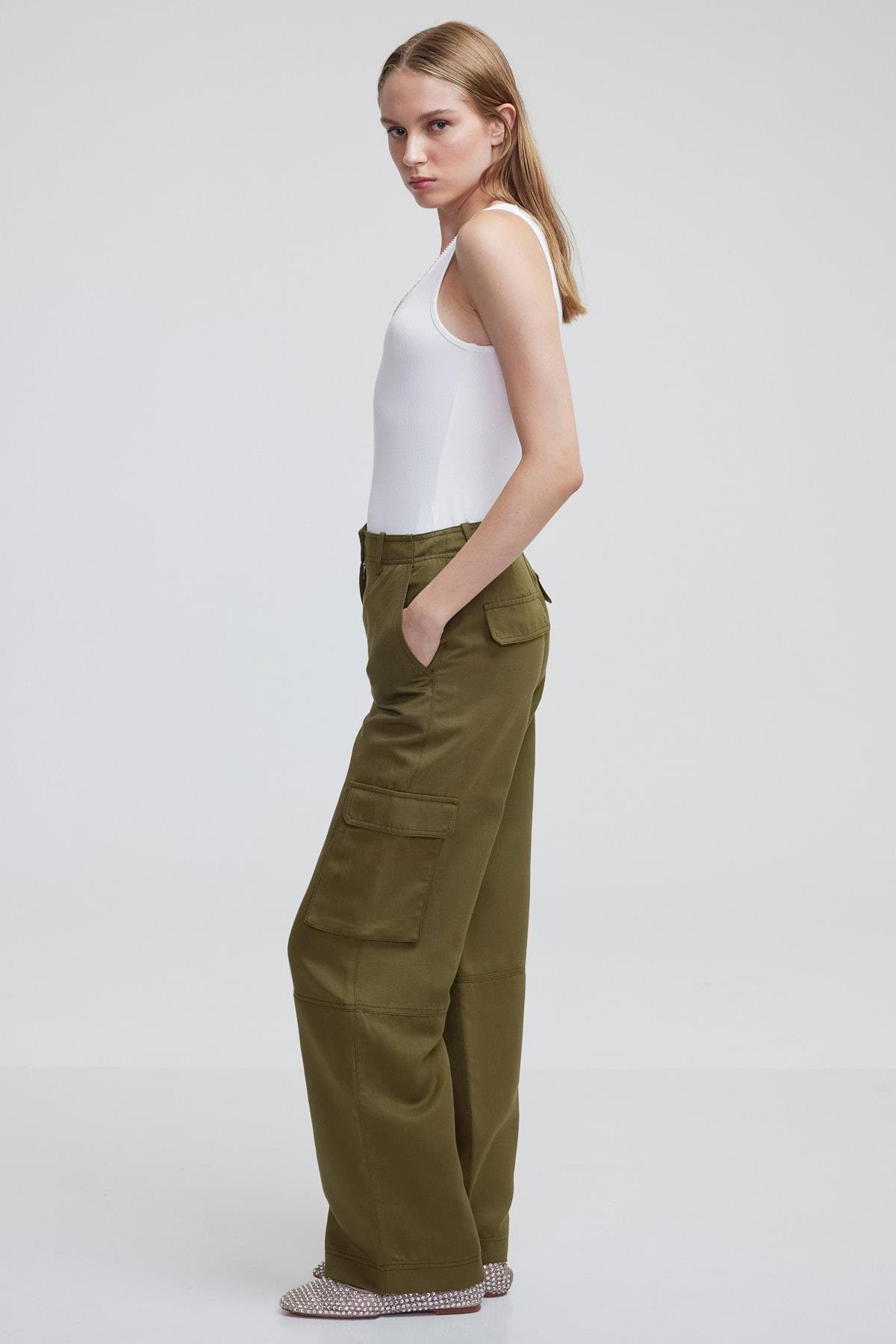 IPEKYOL Haki Bol Paça Kargo Pantolon