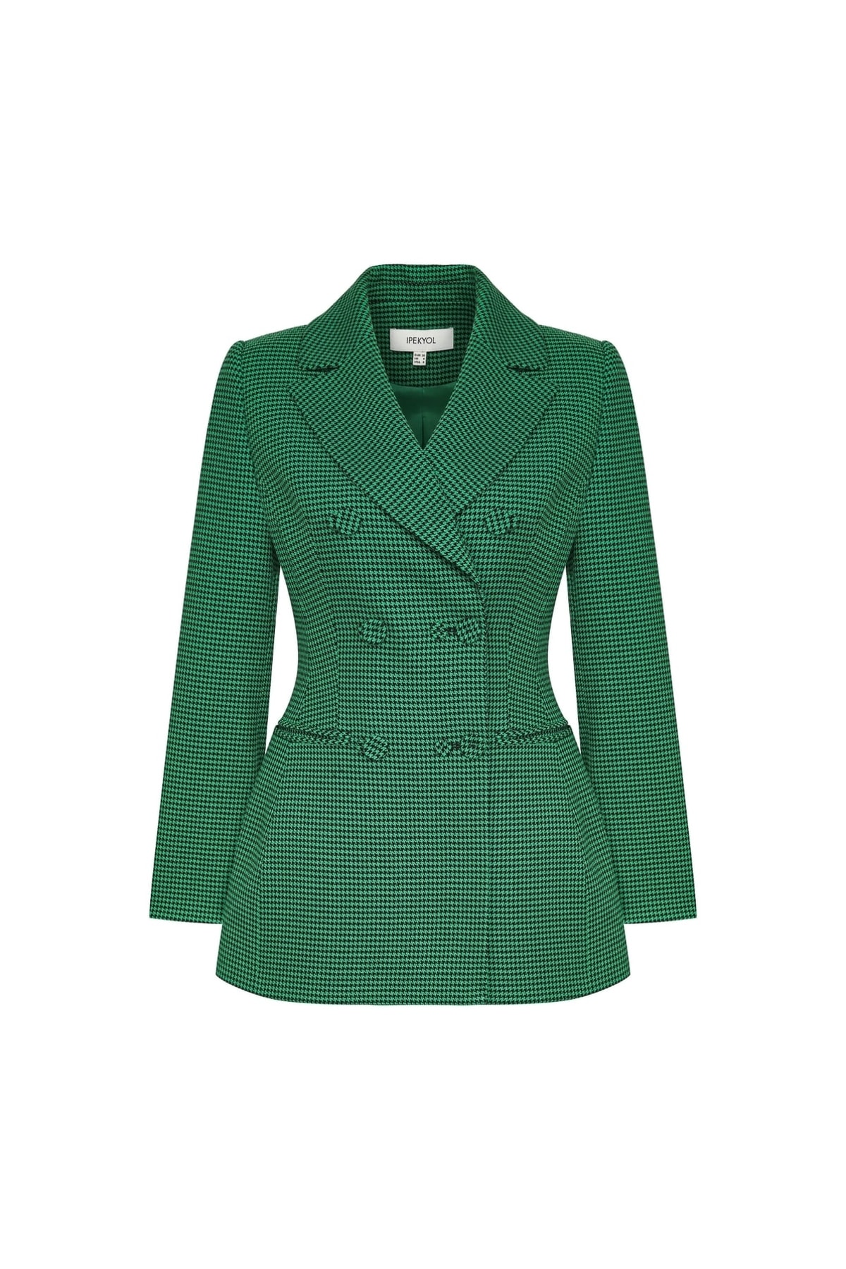 IPEKYOL Kazayağı Desen Yeşil Blazer Ceket