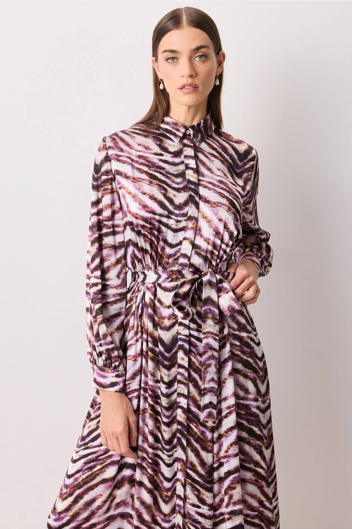 IPEKYOL Mor Dokuma Elbise