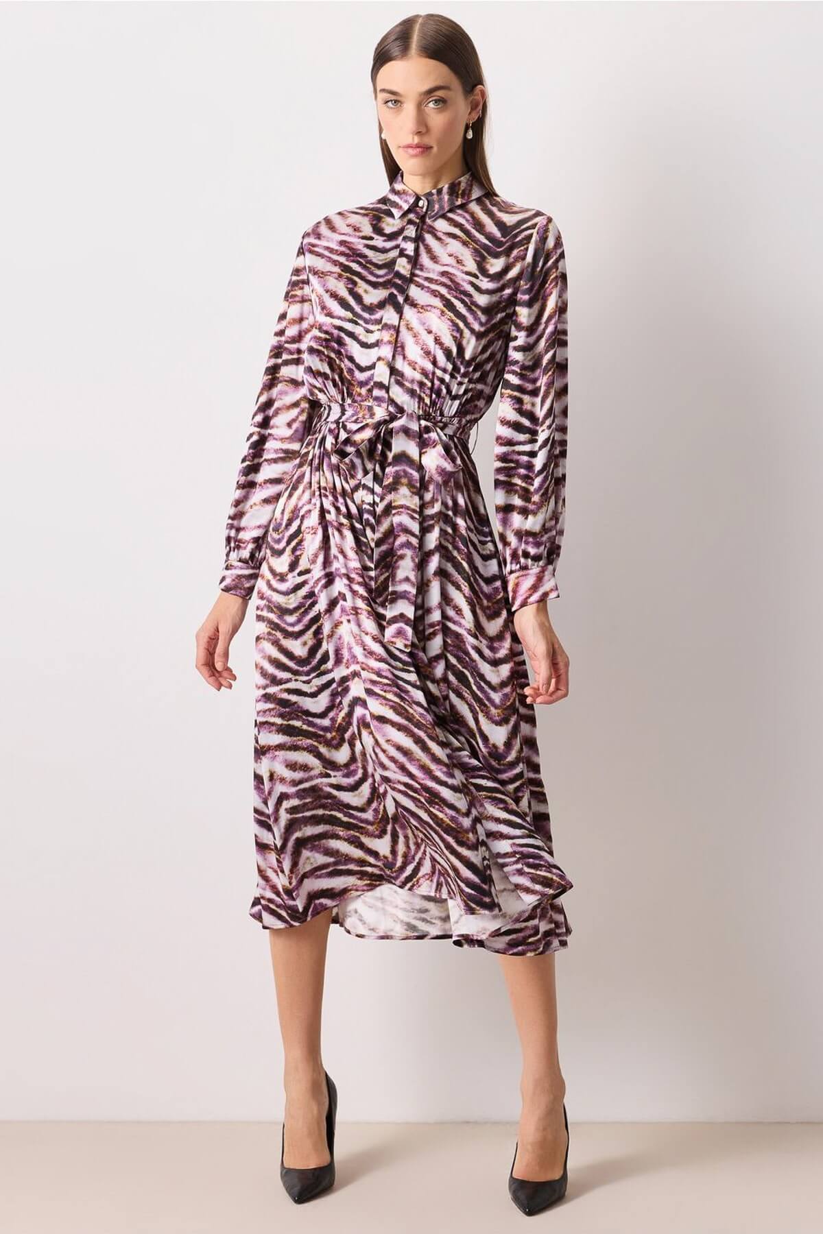 IPEKYOL Mor Dokuma Elbise