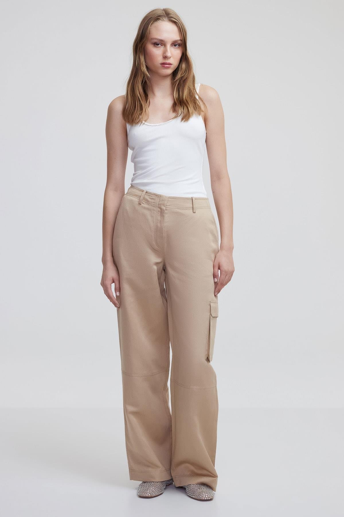 IPEKYOL Naturel Bol Paça Kargo Pantolon