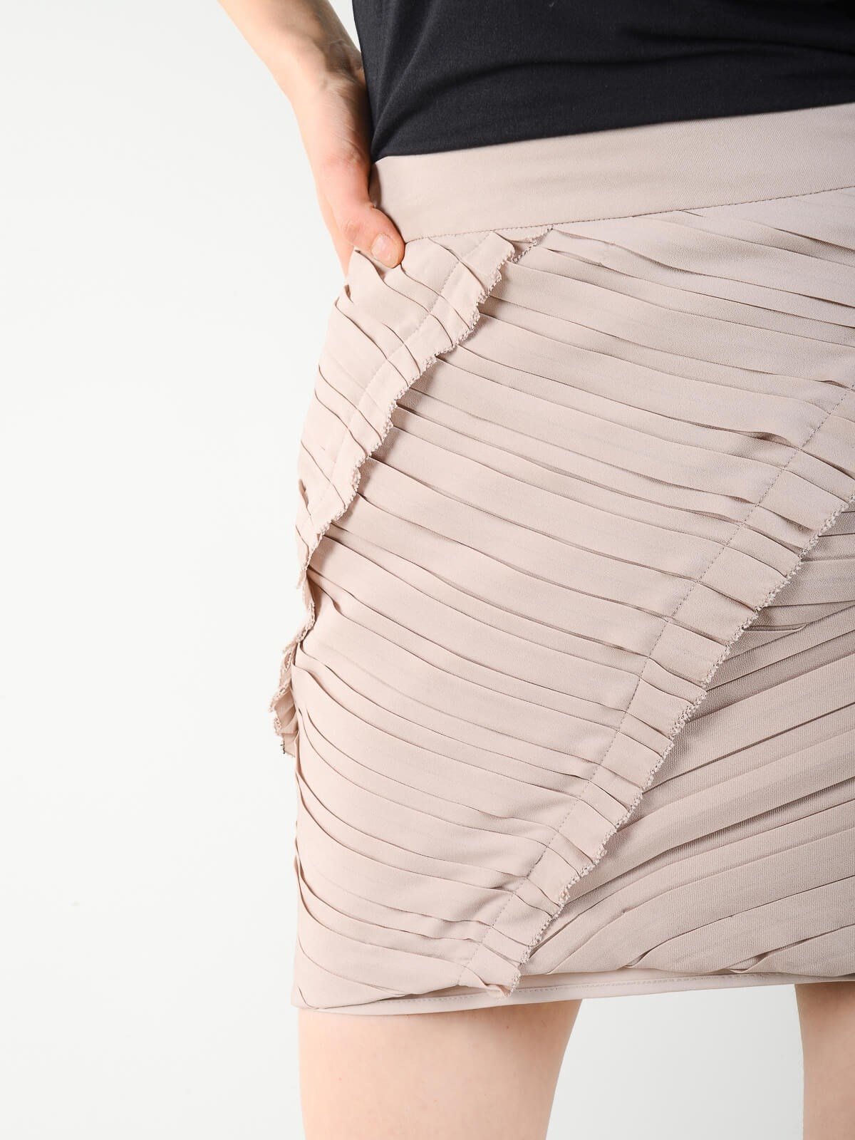 İPEKYOL Pilise Detaylı Fırfırlı Pudra Mini Etek