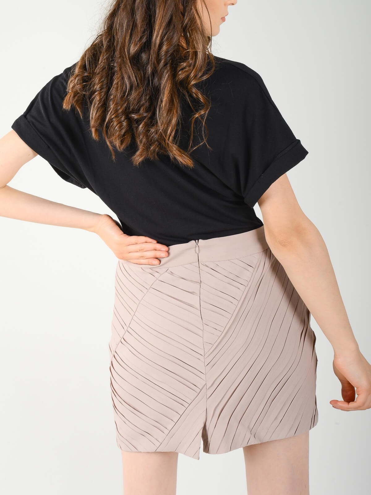 İPEKYOL Pilise Detaylı Fırfırlı Pudra Mini Etek