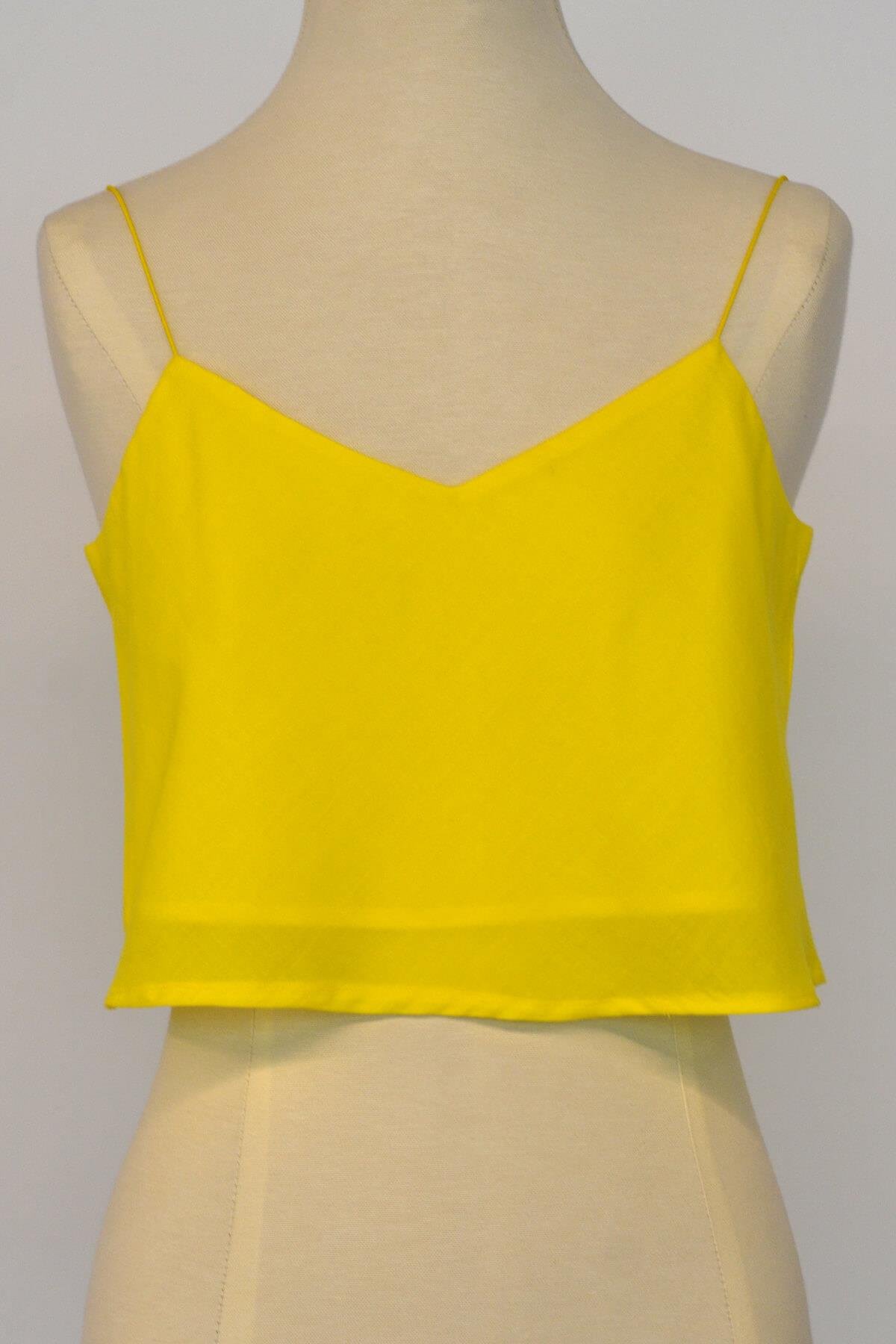IPEKYOL SARI 61046 / V Yaka Askılı Bluz