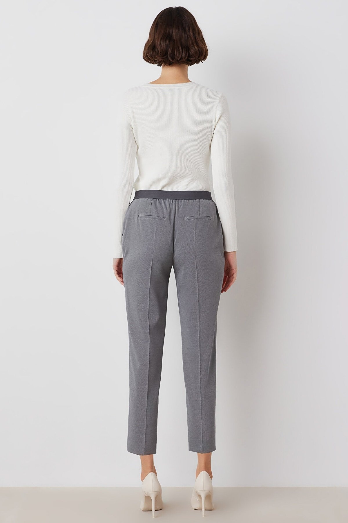 IPEKYOL Siyah Slim Fit Beli Elastik Pantolon